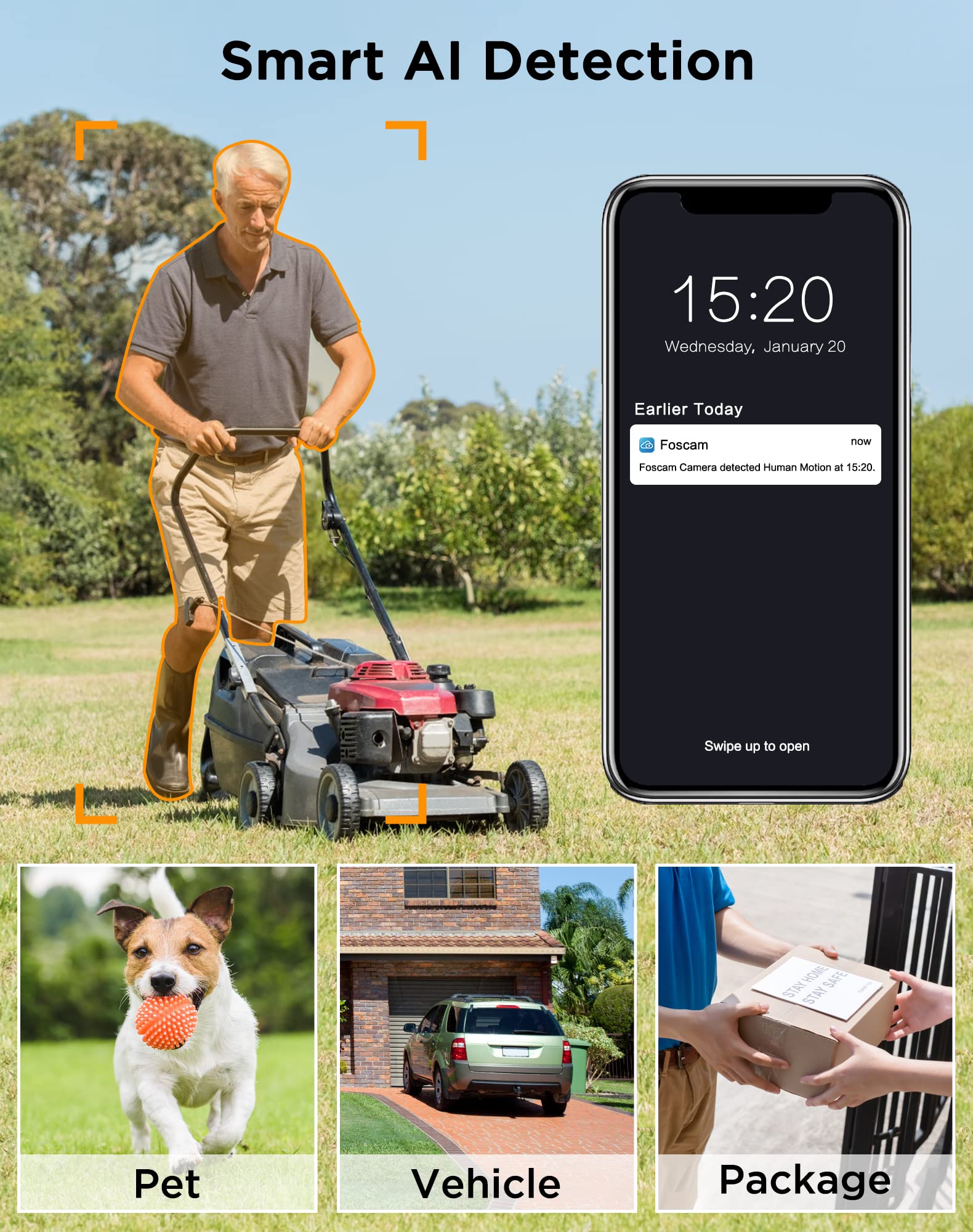 Foscam Sd4 2K 4Mp Outdoor Security Camera, 5G/2.4Ghz Wifi Ptz Ip Surveillance Camera With 4X Optical Zoom, Smart Ai Human Detect