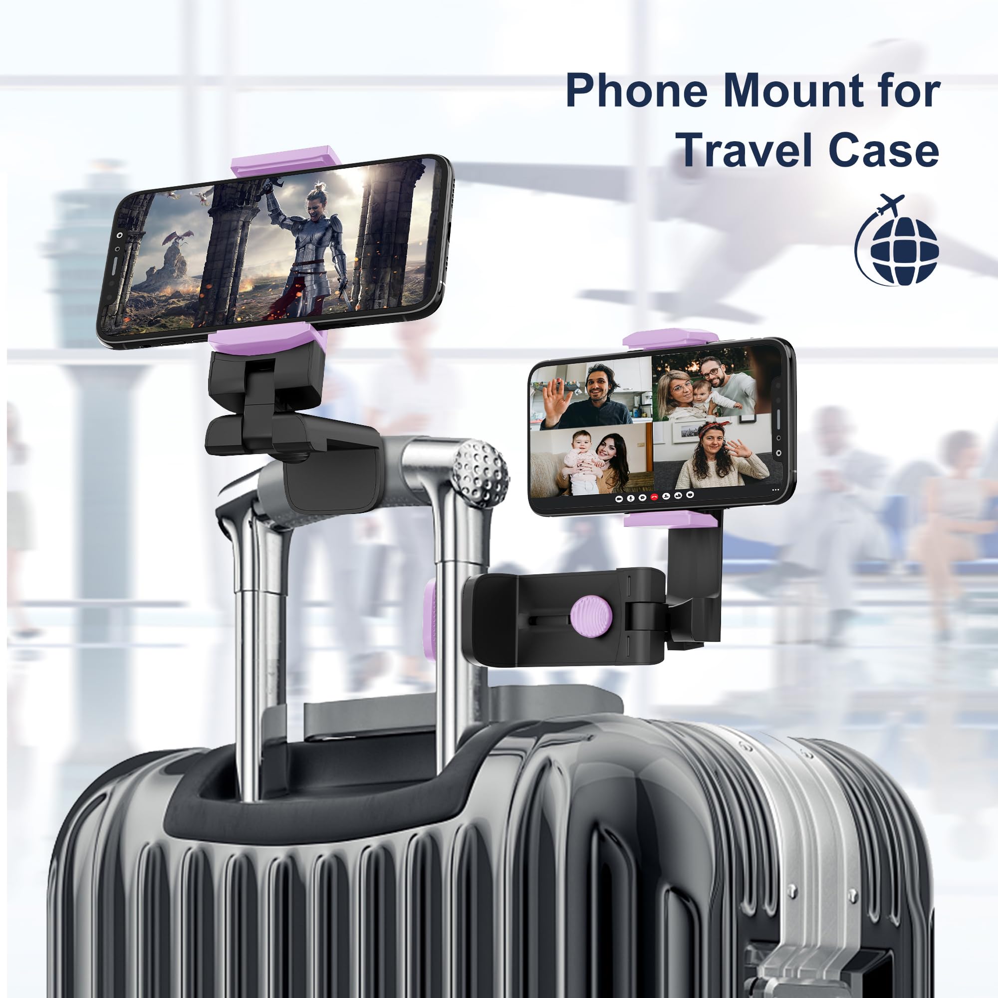 Huogantom Universal Airplane Travel Phone Holder: Travel Essentials Phone Mount For Desk With Multi-Directional 360 Degree Rotat