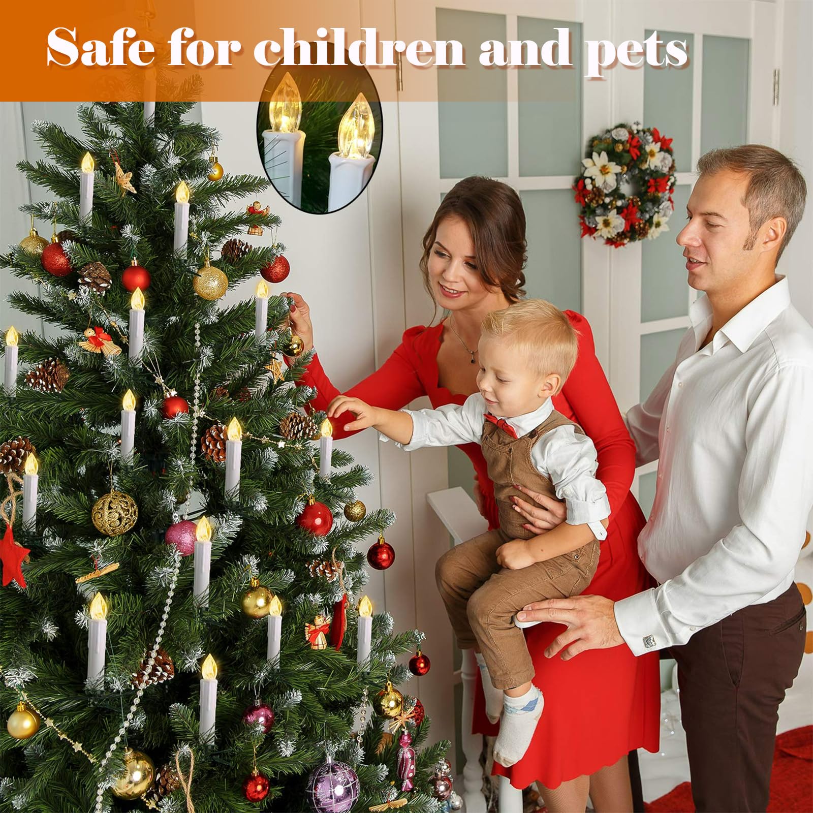 Fpoo 30 Pcs Candles For Christmas Tree, Battery Operated Candles With Clips, 4'' Taper Candle Stick With Remote Timer, Waterproo