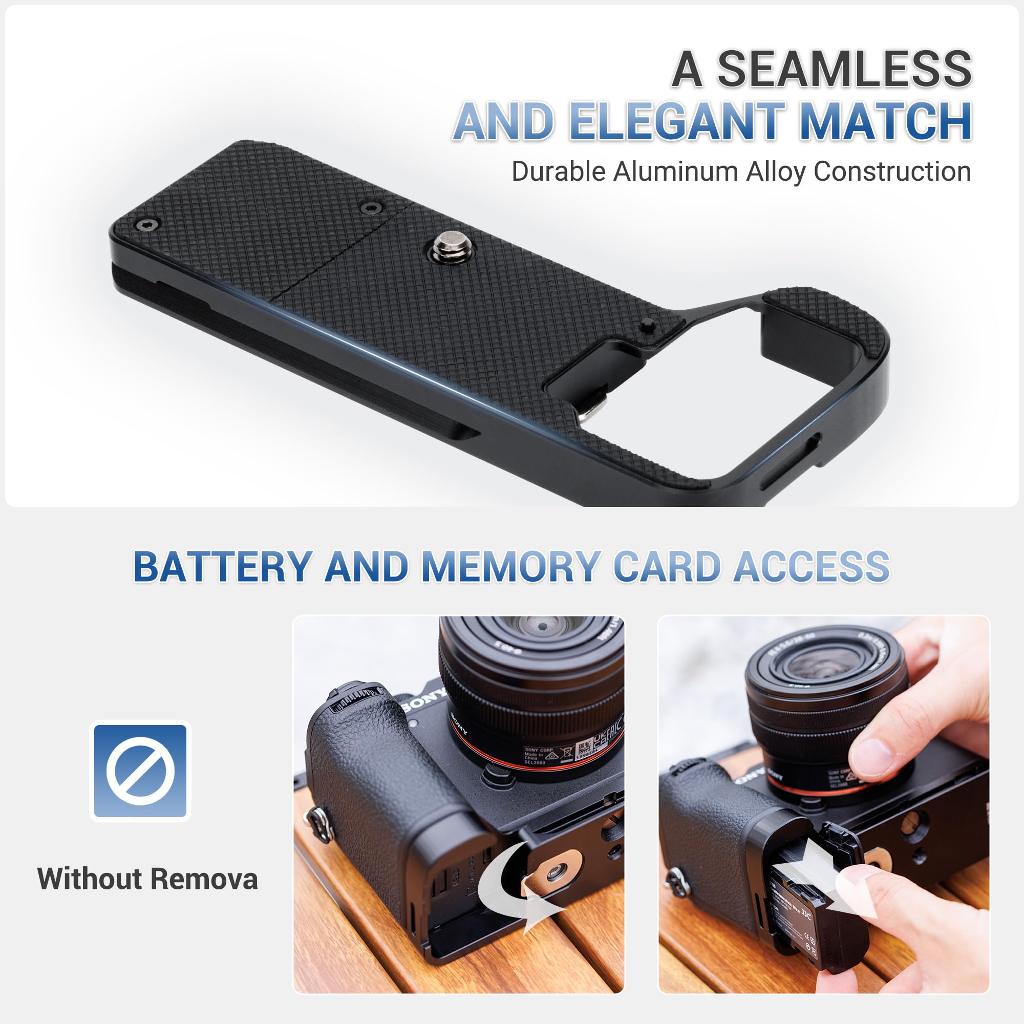 JJC Hand Grip Extension Bracket for Sony A7CII A7CR Camera Aluminum Black Arca Swiss with AirTag Holder