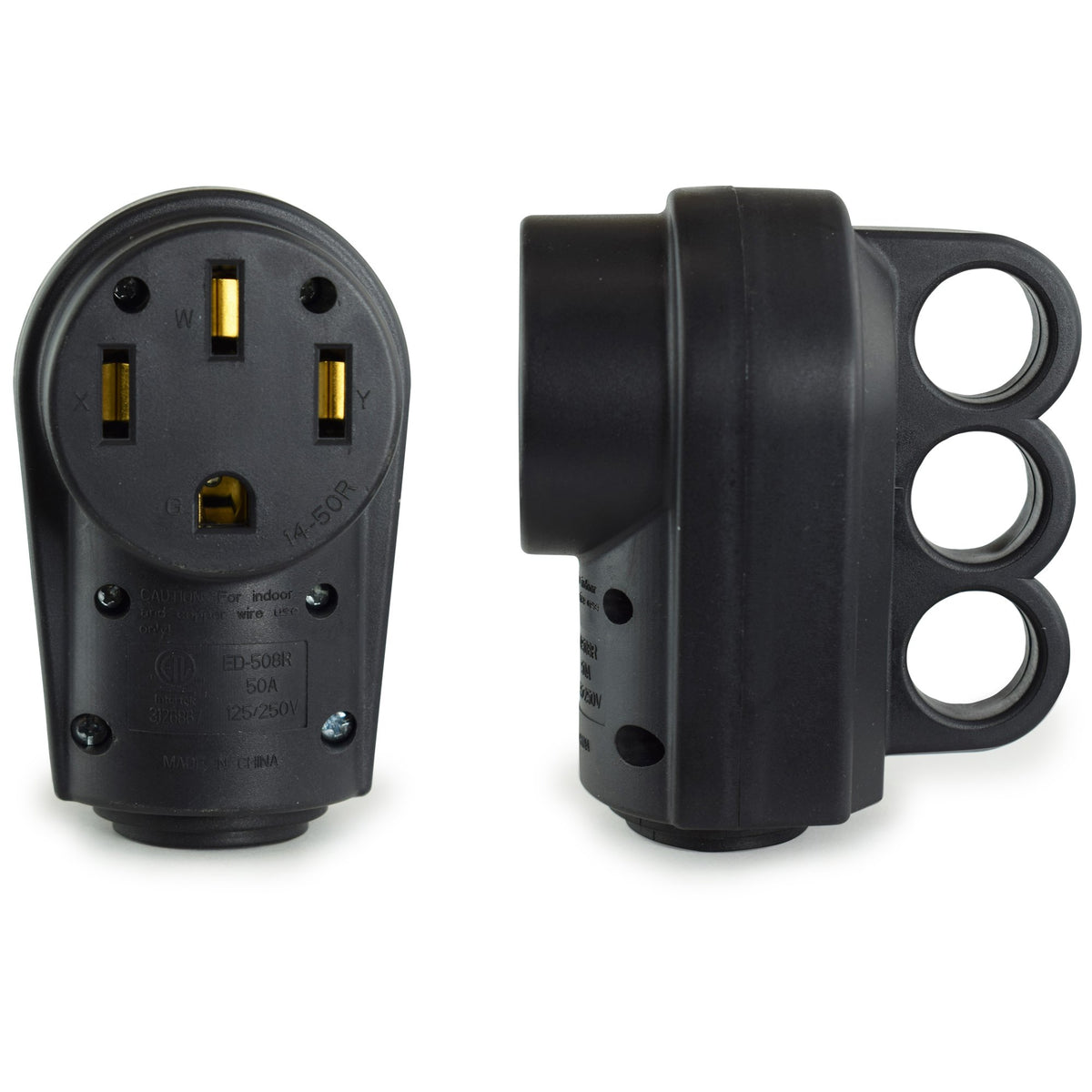 Leisure Cords 50 Amp Female Rv Receptacle Plug Electrical Plug Adapter With Handle (50 Amp Female)