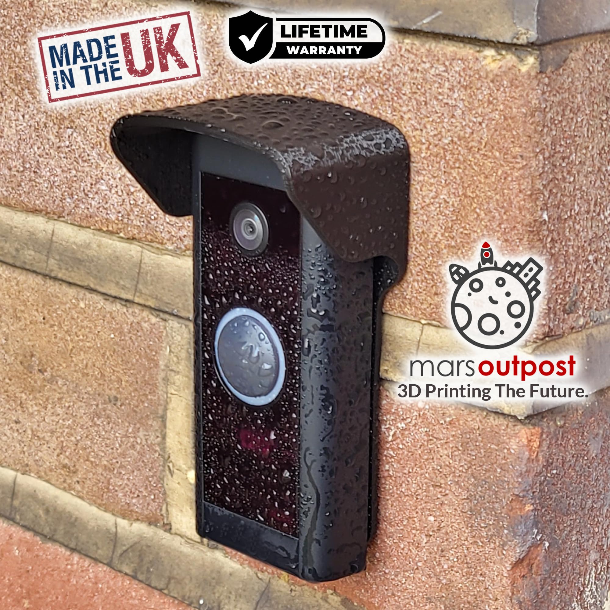 Mars Outpost Ringwired Cover Hood Shield For Rain Glare Sun Shade Protection, Black Plastic, Wall Mount