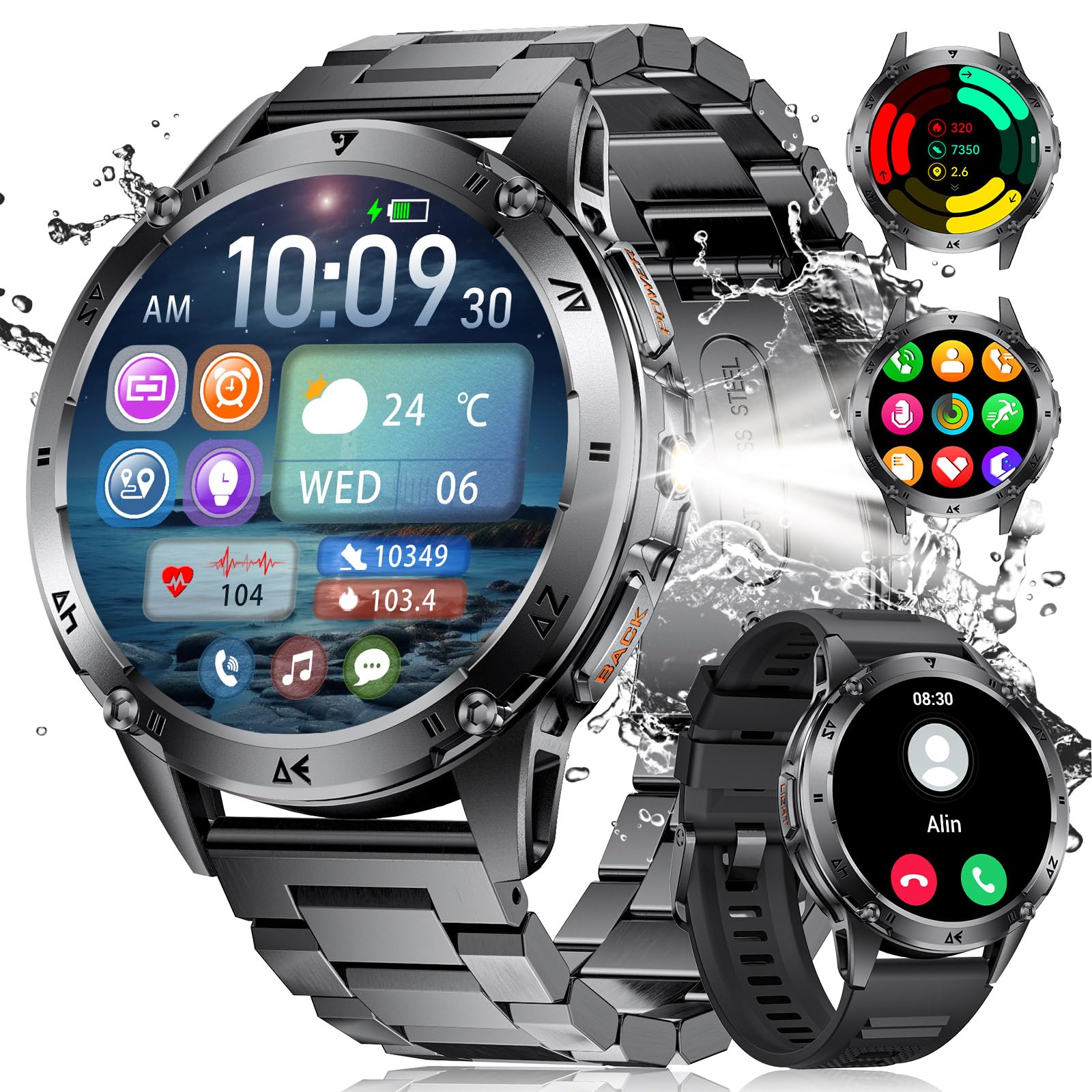 Military Smart Watches For Men ,530Mah Large Battery,1.43''Amoled Heart Rate/Spo2/Sleep Monitor 5Atm Waterproof Smartwatch For A