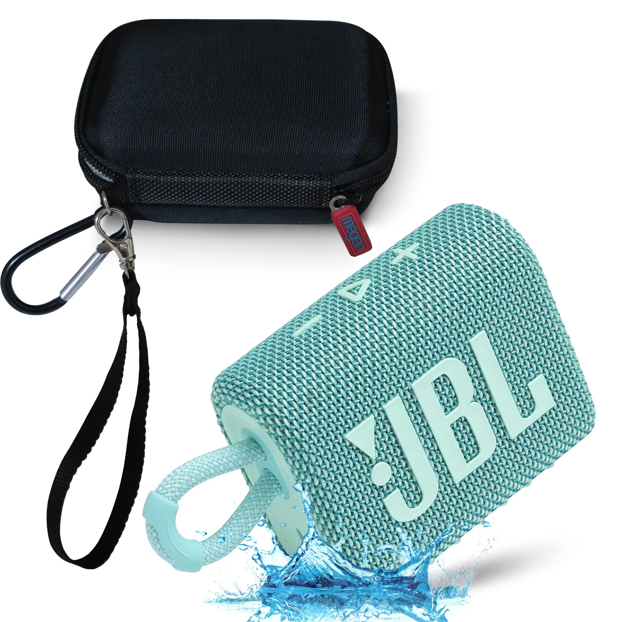 Jbl Go 3 Waterproof Ultra Portable Bluetooth Speaker Bundle With Megen Hardshell Case (Teal)