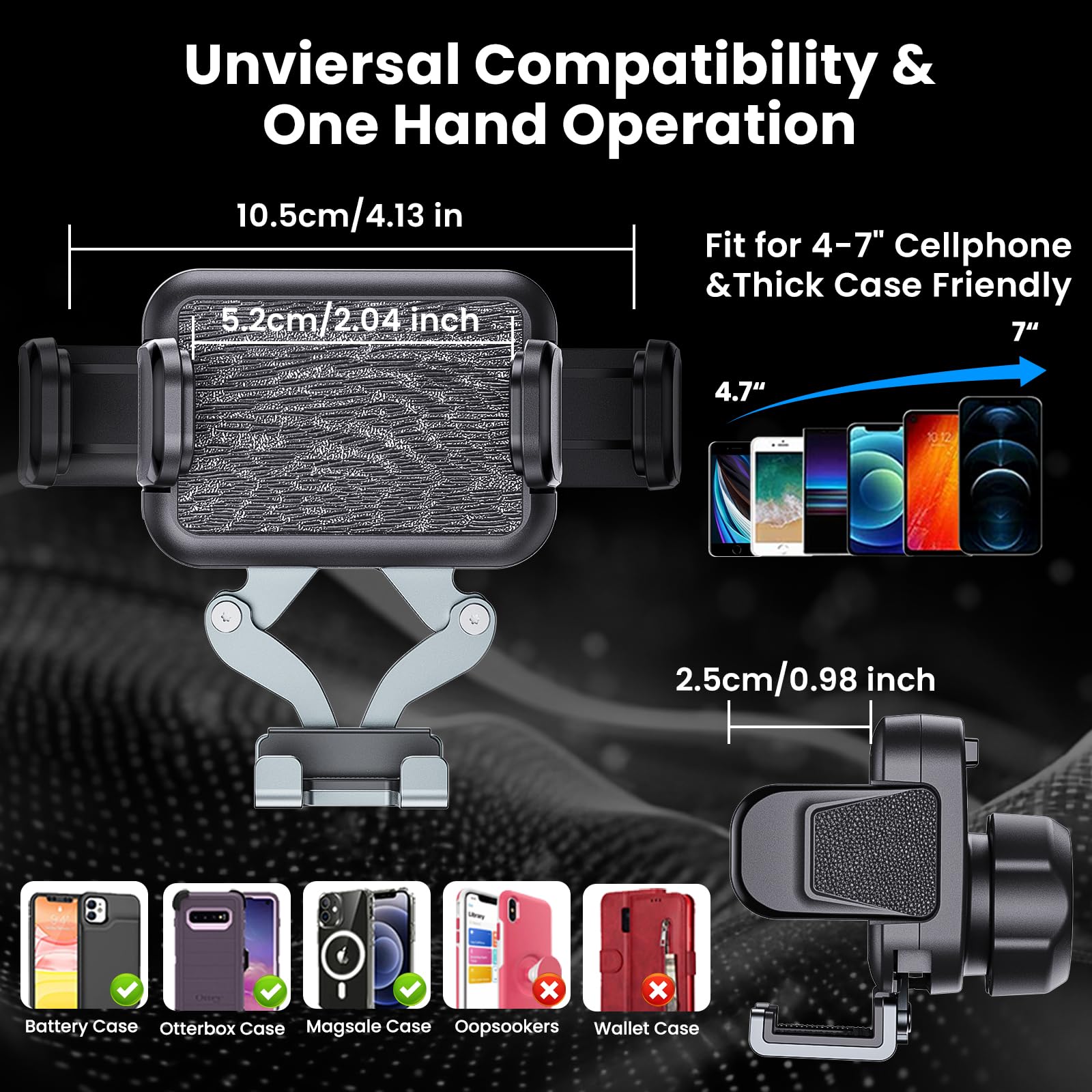 Kaishengyuan Metal Phone Mount For Ram Truck 2013-2018, Dash Mount Cell Phone Holder Compatible With Ram 1500/2500/3500 & 2019+