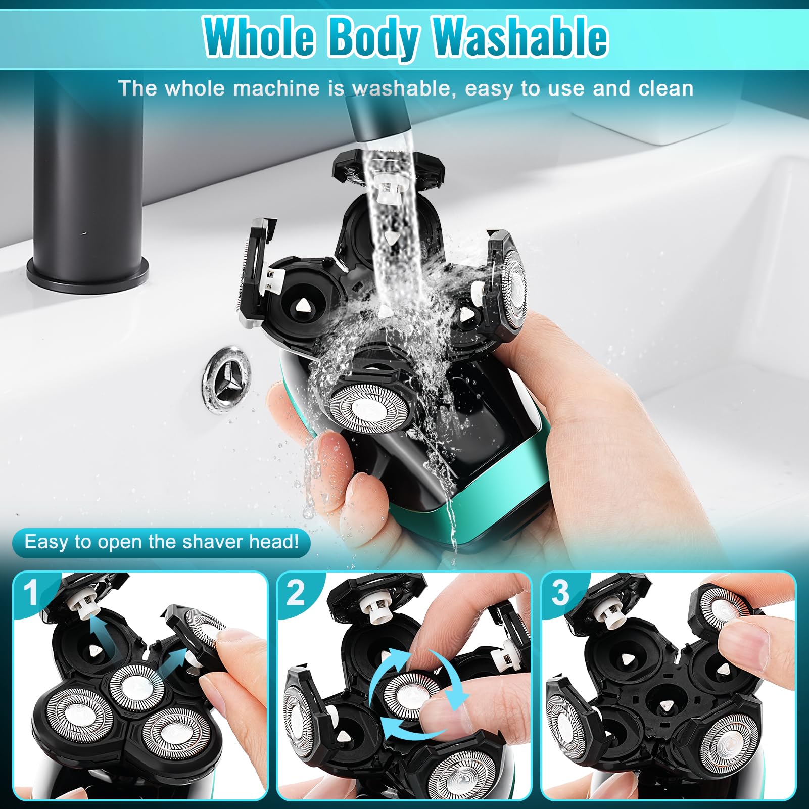Head Shavers For Bald Men, 5D Electric Razor Dolodomy 5 In 1 Waterproof Display Mens Shaver For Wet Dry Electric Skull Shavers W