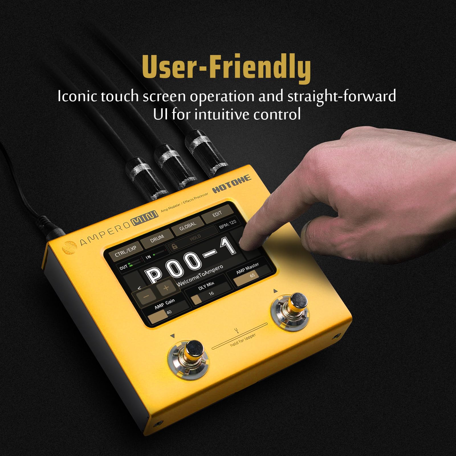 Hotone Ampero Mini Mp 50 Guitar Bass Amp Modeling Ir Cabinets Simulation Multi Language Multi Effects With Expression Pedal Ster