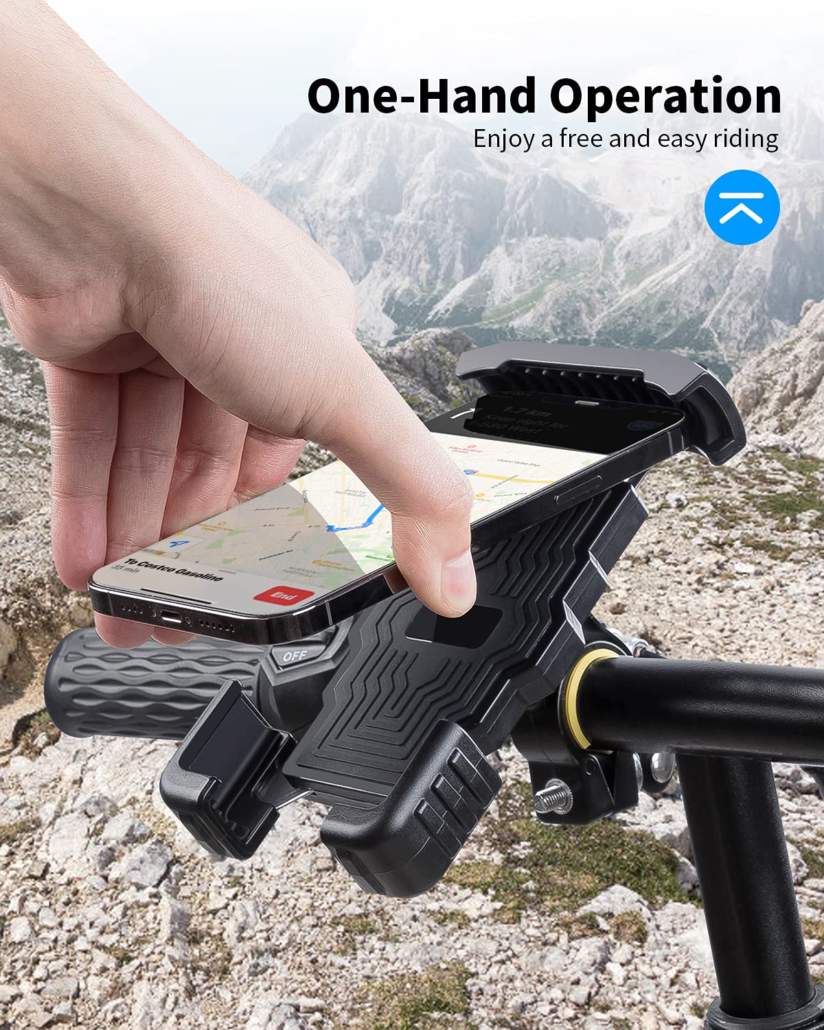 Oqtiq Dirt Bike Phone Mount, Motorcycle Handlebar Phone Mount Cell Phone Clamp, Scooter Phone Clip Compatible With Iphone 14/ Ip