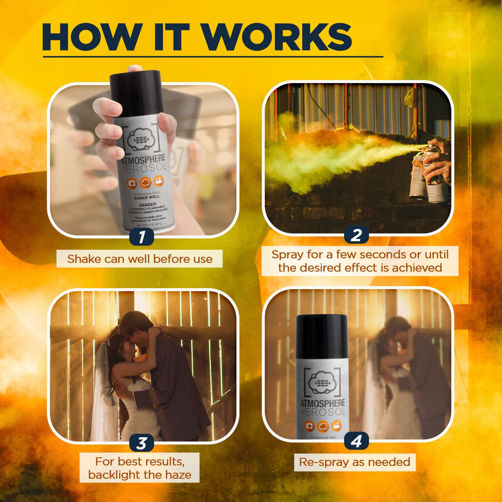 2 Pack - Haze/Fog Atmosphere Aerosol Spray For Photographers & Filmmakers - Photography Smoke And Light Ray Effects For Indoor A