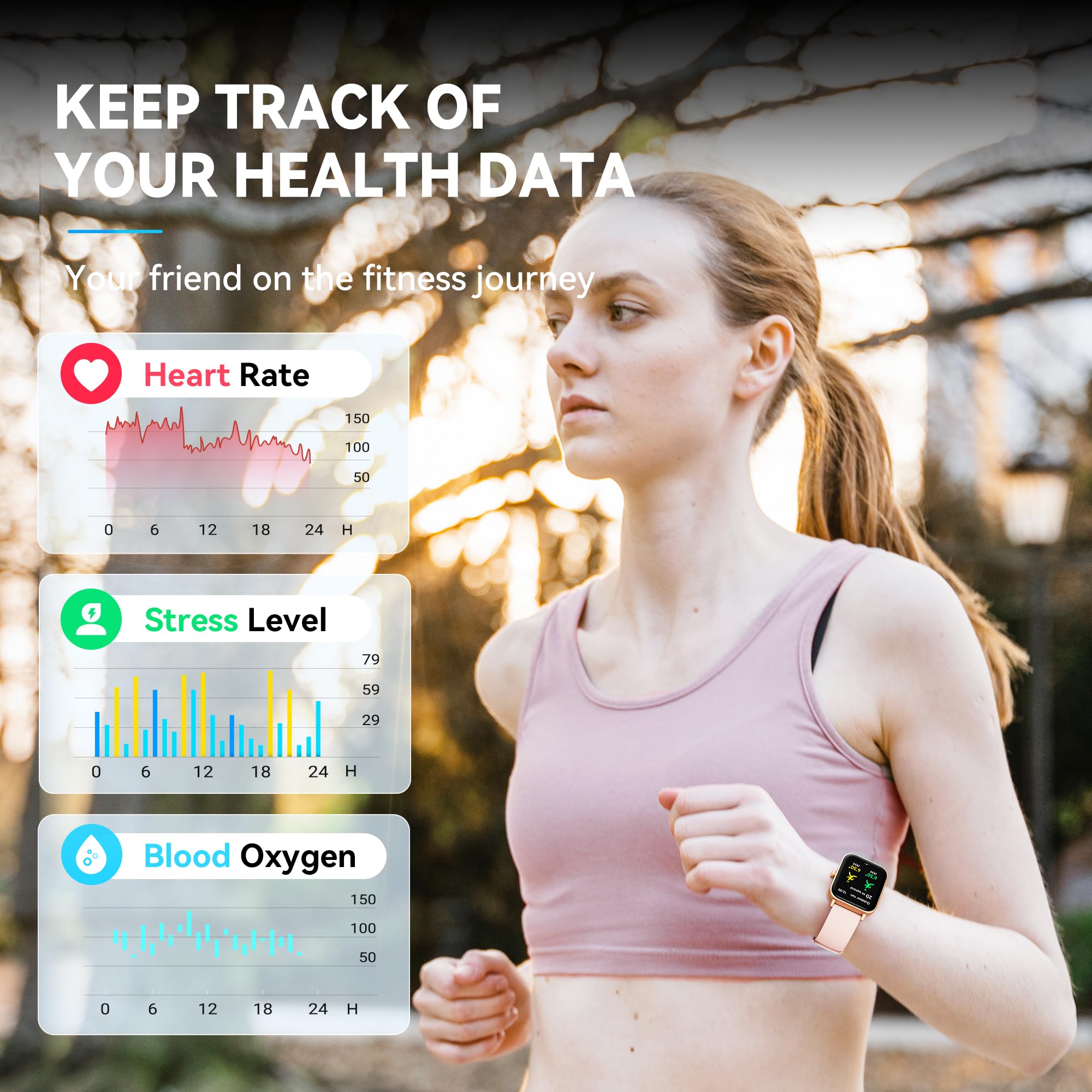 Woneligo Smart Watch For Women,Fitness Watch(Answer/Make Call),Alexa Built In, [24H Heart Rate Sleep Blood Oxygen Monitor],5Atm