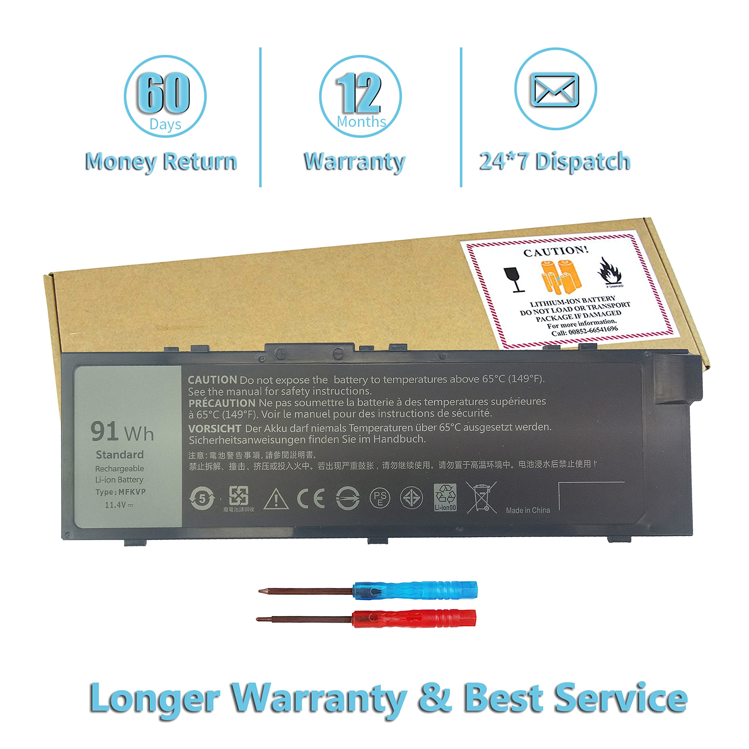 Bovekeey 91Wh Mfkvp Gr5D3 Battery For Dell Precision 15 7510 7520 M7510 17 7710 7720 M7710 Series M28Dh 1G9Vm T05W1 0Fny7 Twcpg