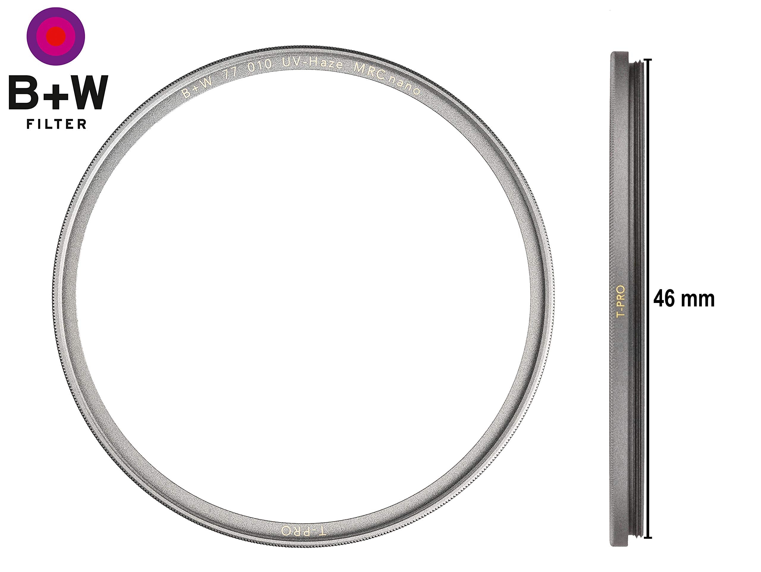 B+W T Pro 010M Uv Cut Filter, 46 Mm   Titanium, Ultra Slim, Multi Resistant Nano Coating, Water Resistant, Lens Protection