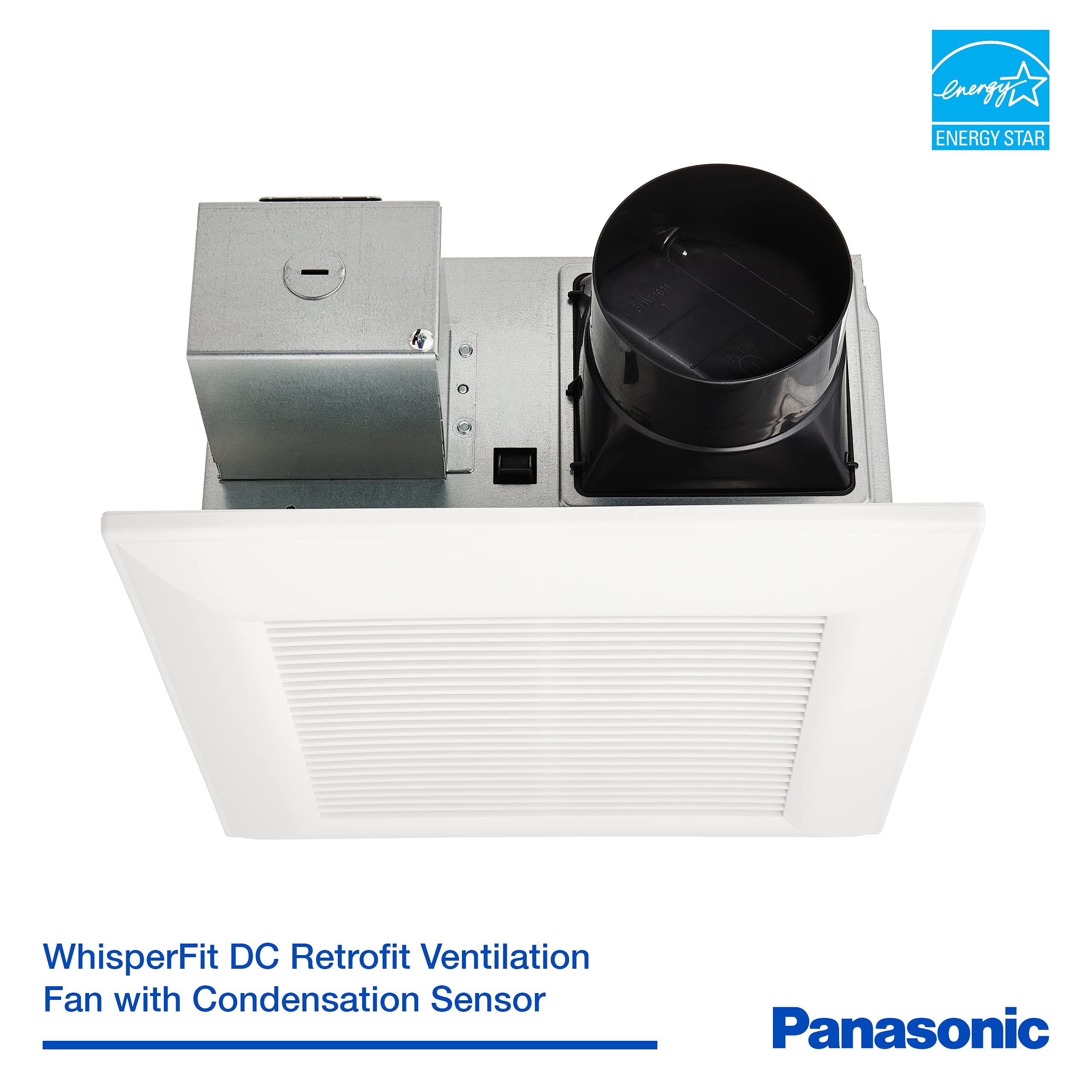 Panasonic Fv 0511Vfc1 Whisperfit Dc Retrofit Ventilation Fan With Condensation Sensor, 50, 80 Or 110 Cfm, Quiet Energy Star Cert
