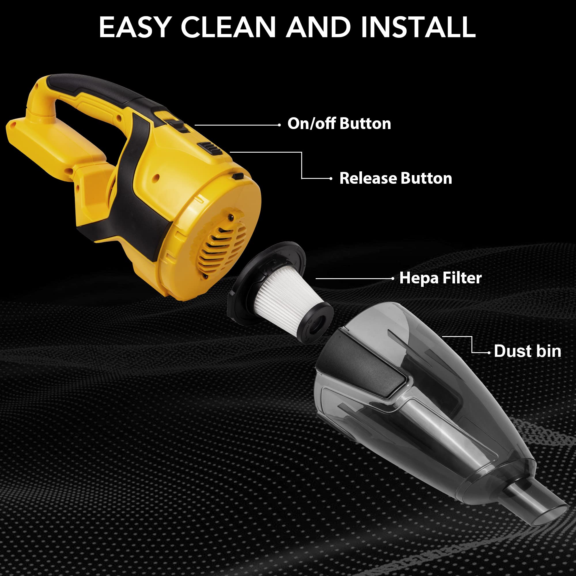 120W Cordless Handheld Vacuum Cleaner For Dewalt 20V 60V Max Battery (Battery Not Included) Portable For Hard Floor Carpet Car P