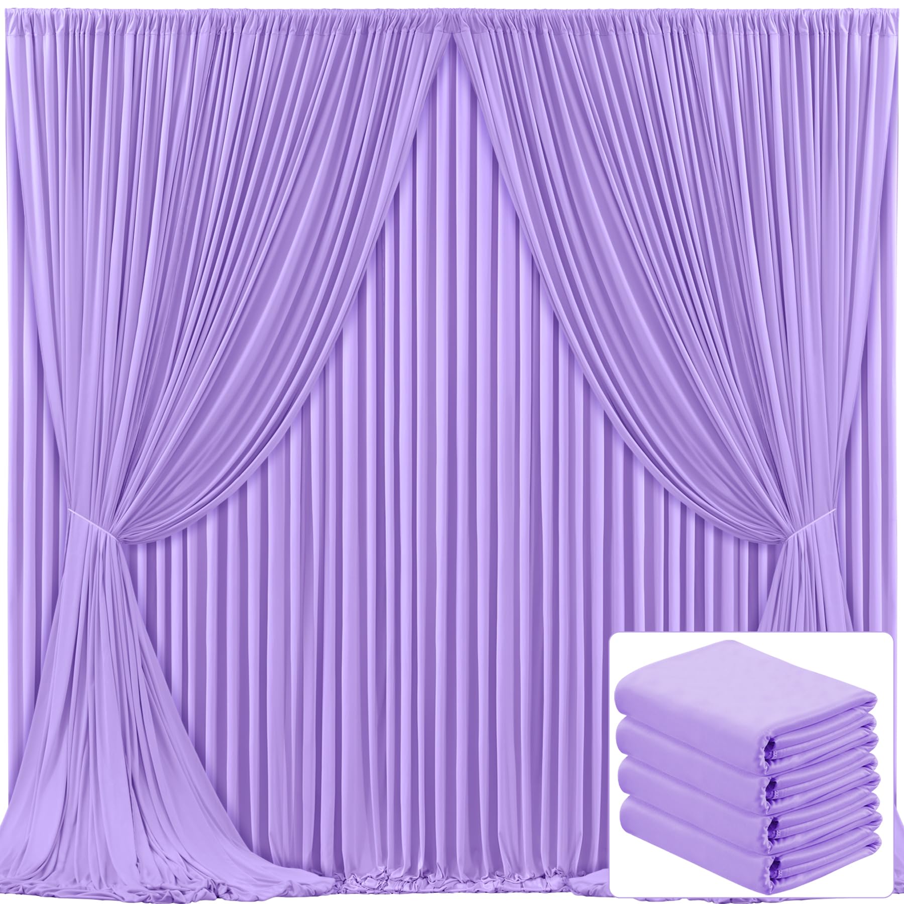 4 Panels Lavender Backdrop Curtain For Parties Wedding Light Purple Wrinkle Free 20Ft X 10Ft Backdrop Drapes For Baby Shower Bir