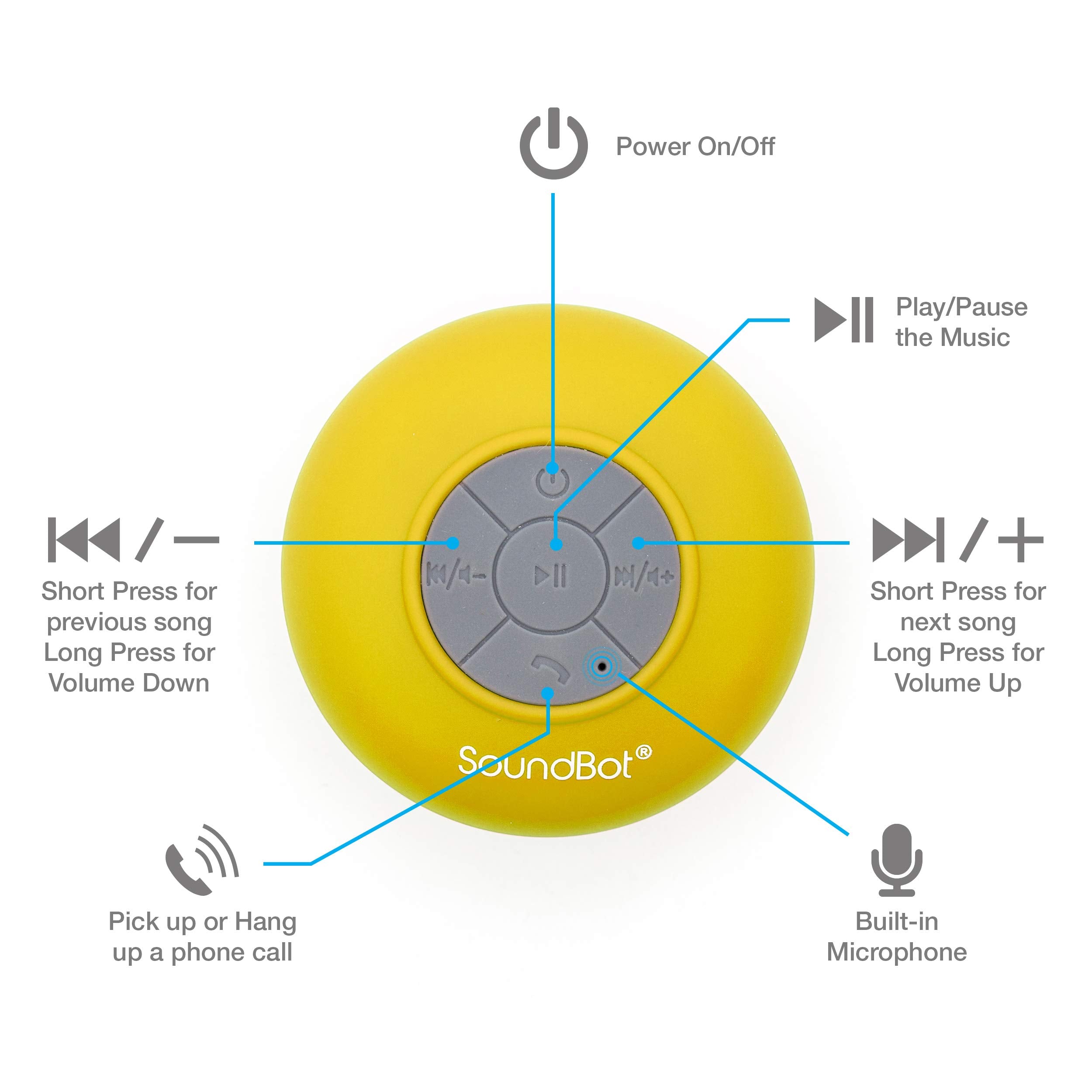 Soundbot Bluetooth Soundbot SB510 HD Bluetooth, USB, Infrared Shower Speaker, Water ...
