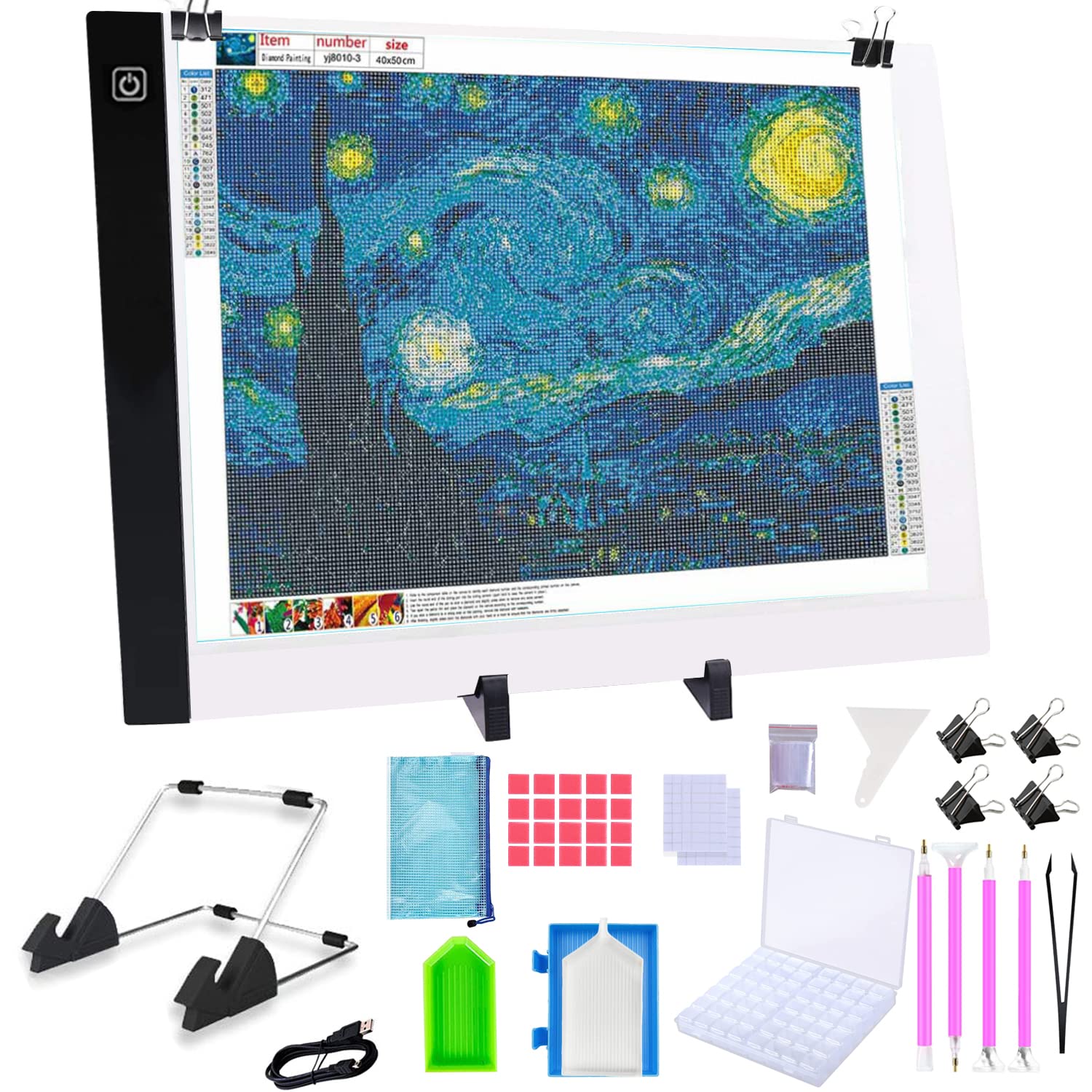 A3 Diamond Painting Led Light Pad Kit, 5D Diamond Painting Accessories Tool Kit Full Drill For Adults And Kids, Supplies Include