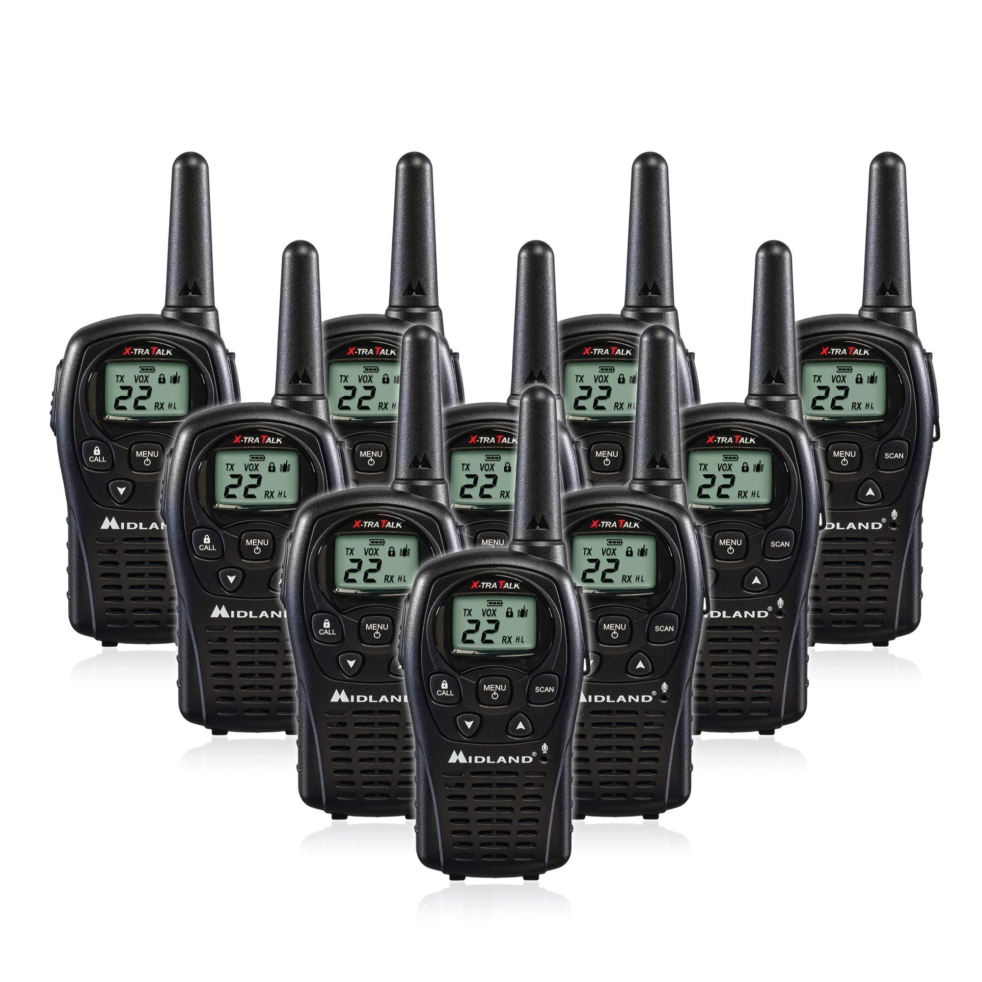 Midland Lxt500Vp3 Frs Two Way Radios   10 Pack Bundle W/Chargers