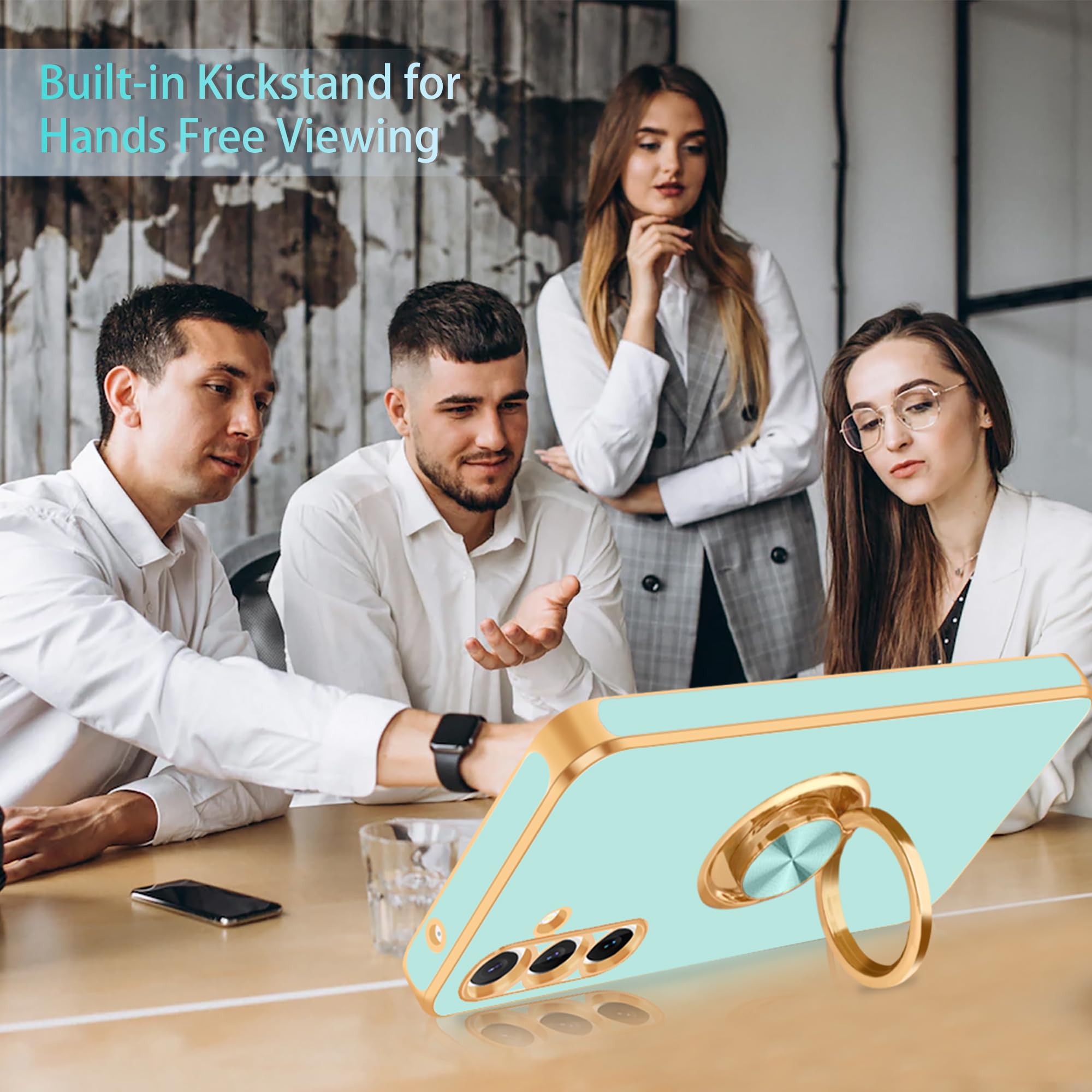 Fingic For Galaxy S23 Fe Case[With 360 Ring Holder][Support Magnetic Car Mount] Cute Kickstand Slim For Women Girl Nonslip Soft