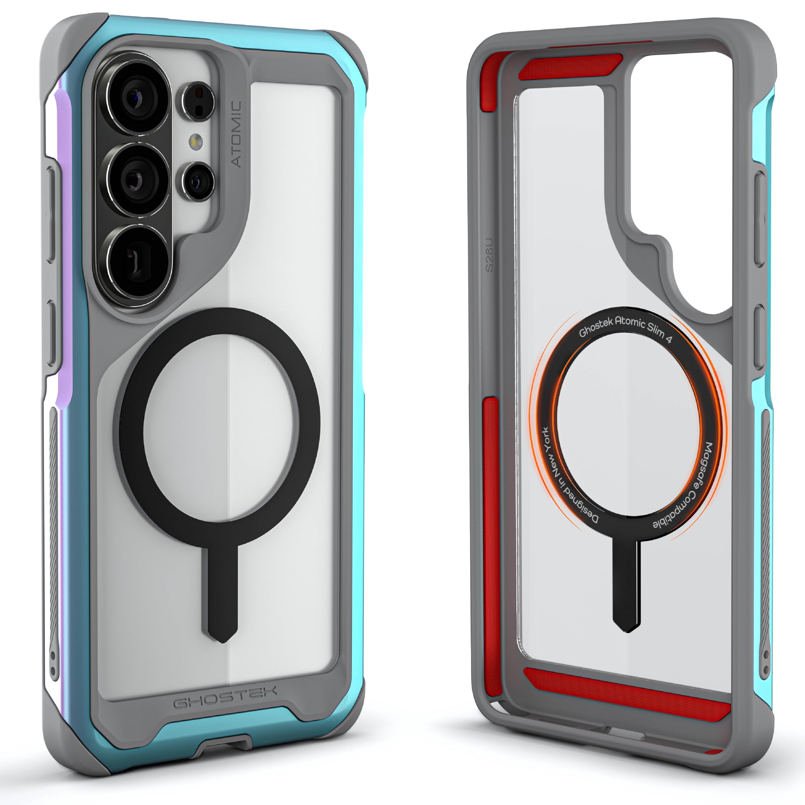 Ghostek Atomic Slim S26 Ultra MagSafe Case, Magnetic Clear Iridescent Metal Phone Cover Compatible with 2026 Samsung Galaxy S26U