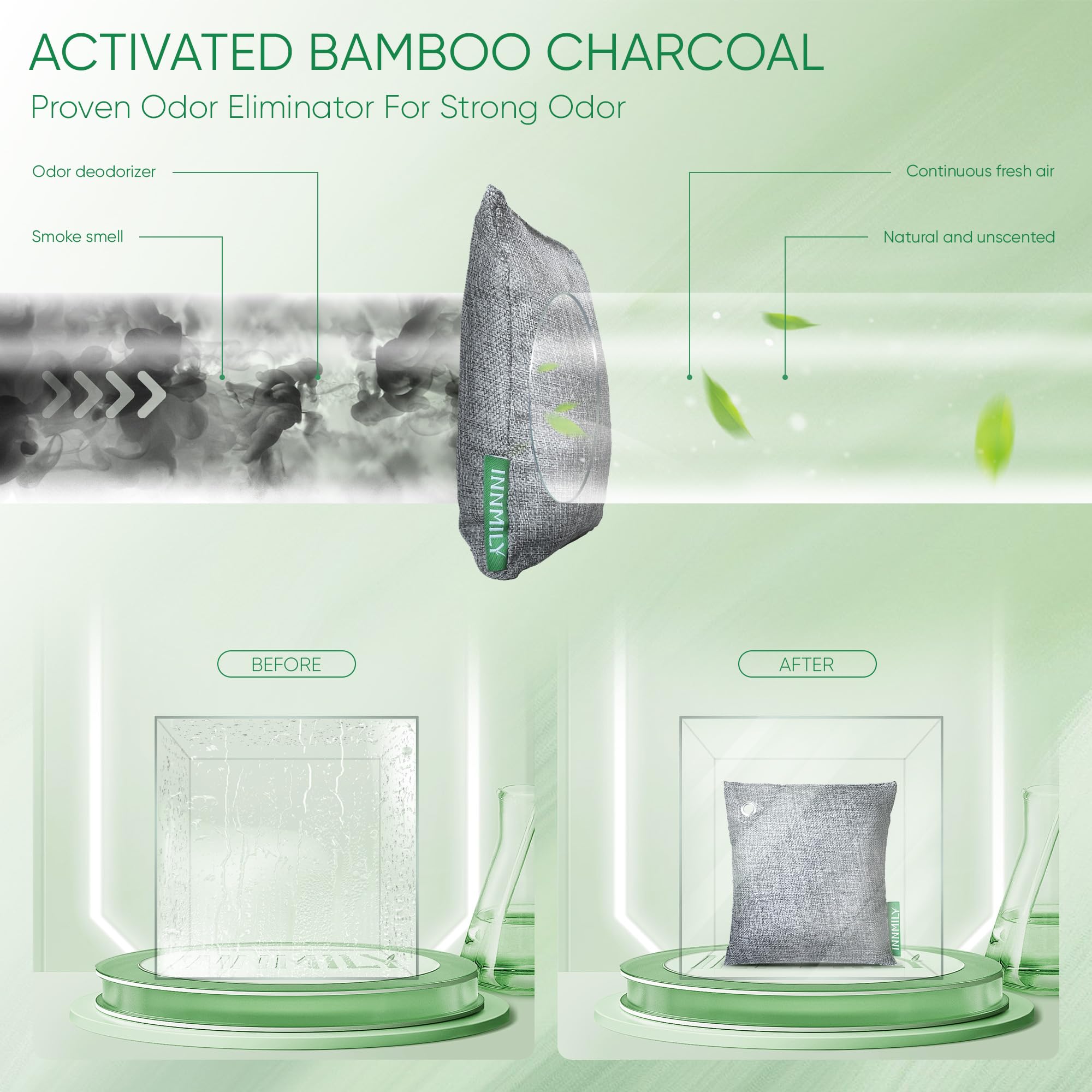 Activated Charcoal Odor Absorber, Odor Eliminator For Strong Odor,Bamboo Charcoal Air Purifying Bags For Home Car Closet Pet, Sm