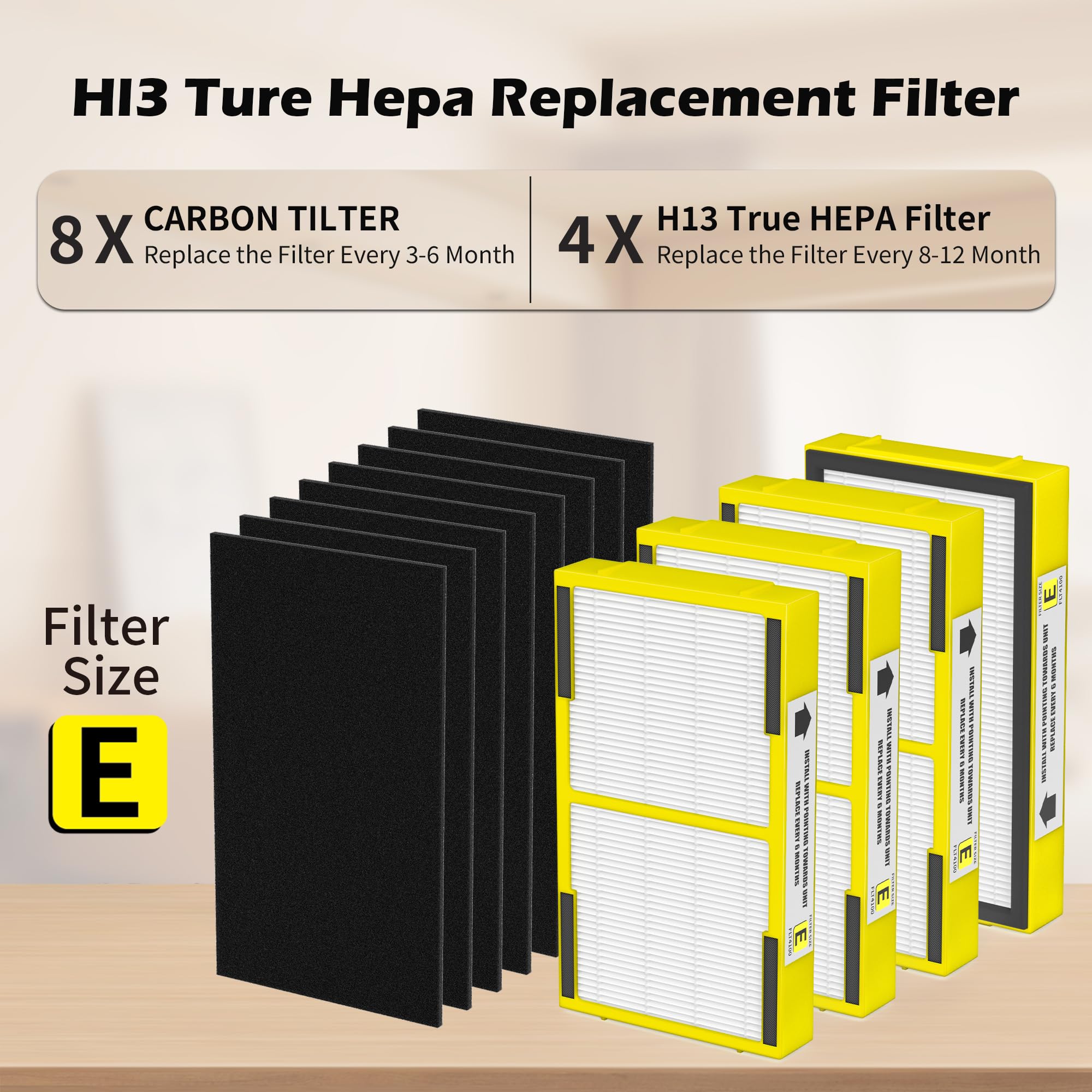 Flt4100 Hepa Replacement Filter Size E Compatible With Technologies Model Ac4100 Ac4100Ca Ac4150Bl Ac4150Pca Ac4150P Purifier, 4