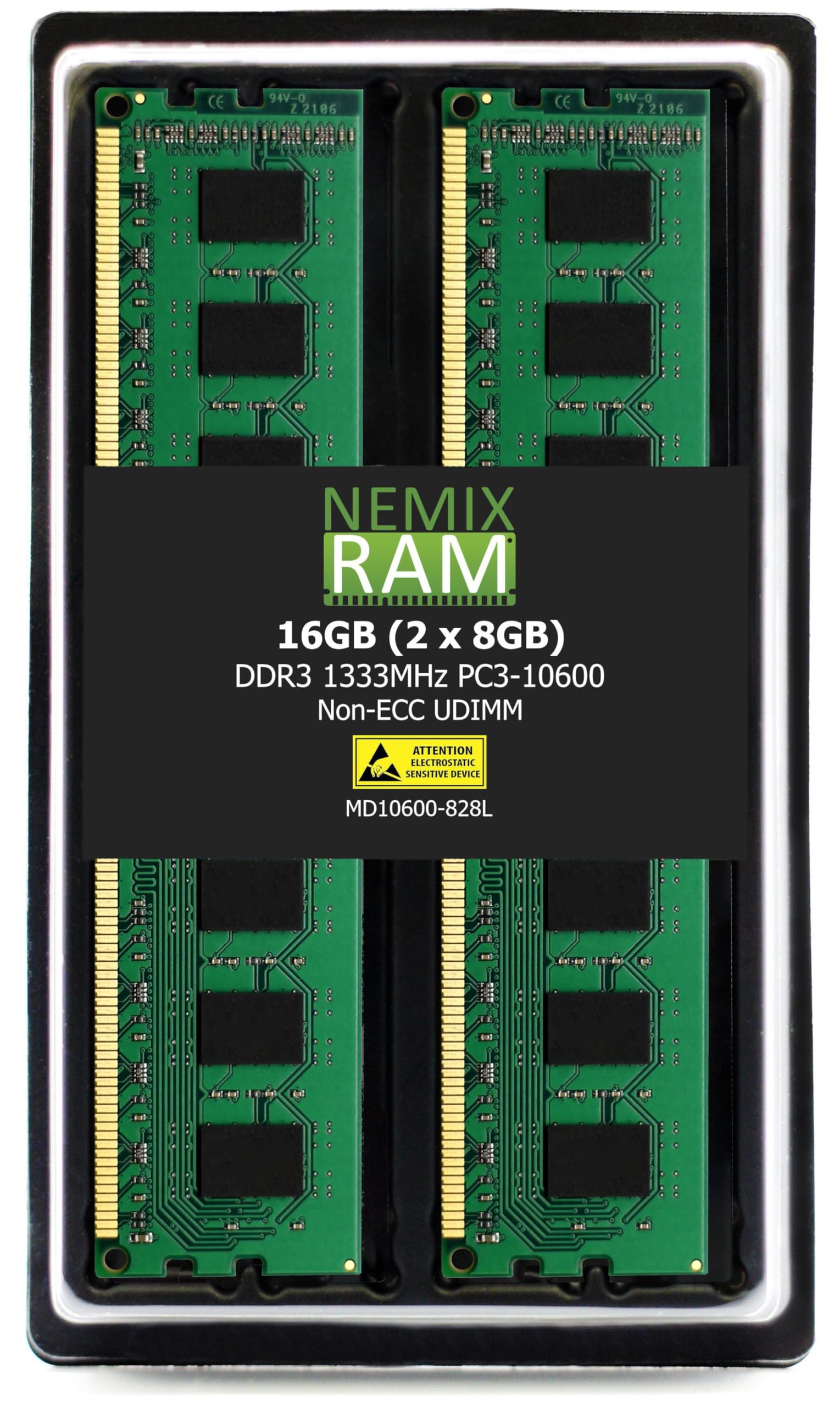 Nemix Ram 16Gb (2X8Gb) Ddr3 1333Mhz Pc3 10600 2Rx8 1.35V 240 Pin Non Ecc Udimm Unbuffered Desktop Memory Kit
