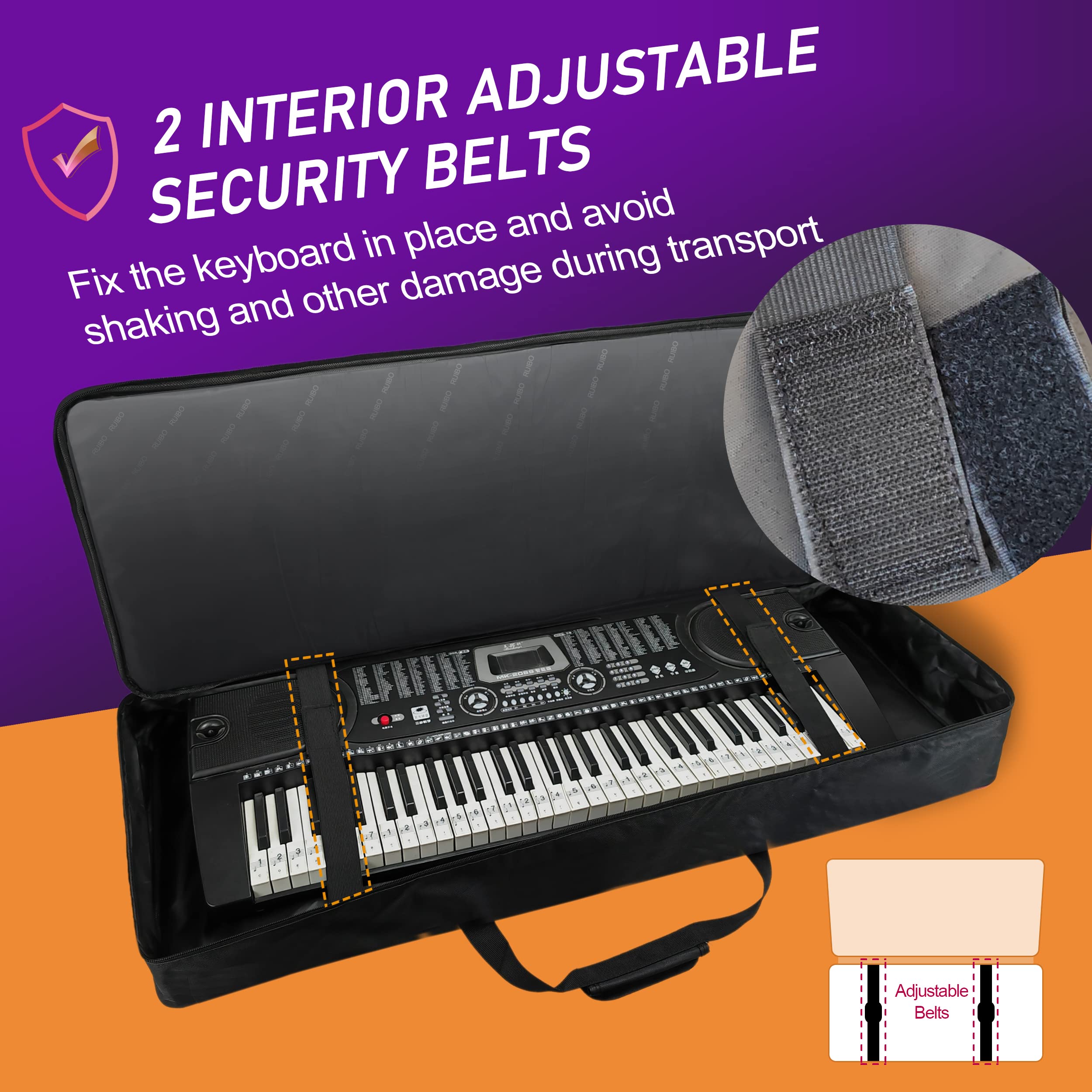 61 Key Keyboard Gig Bag Case,Portable Durable Keyboard Piano Waterproof 600D Oxford Cloth With 10Mm Cotton Padded Case Gig Bag 4
