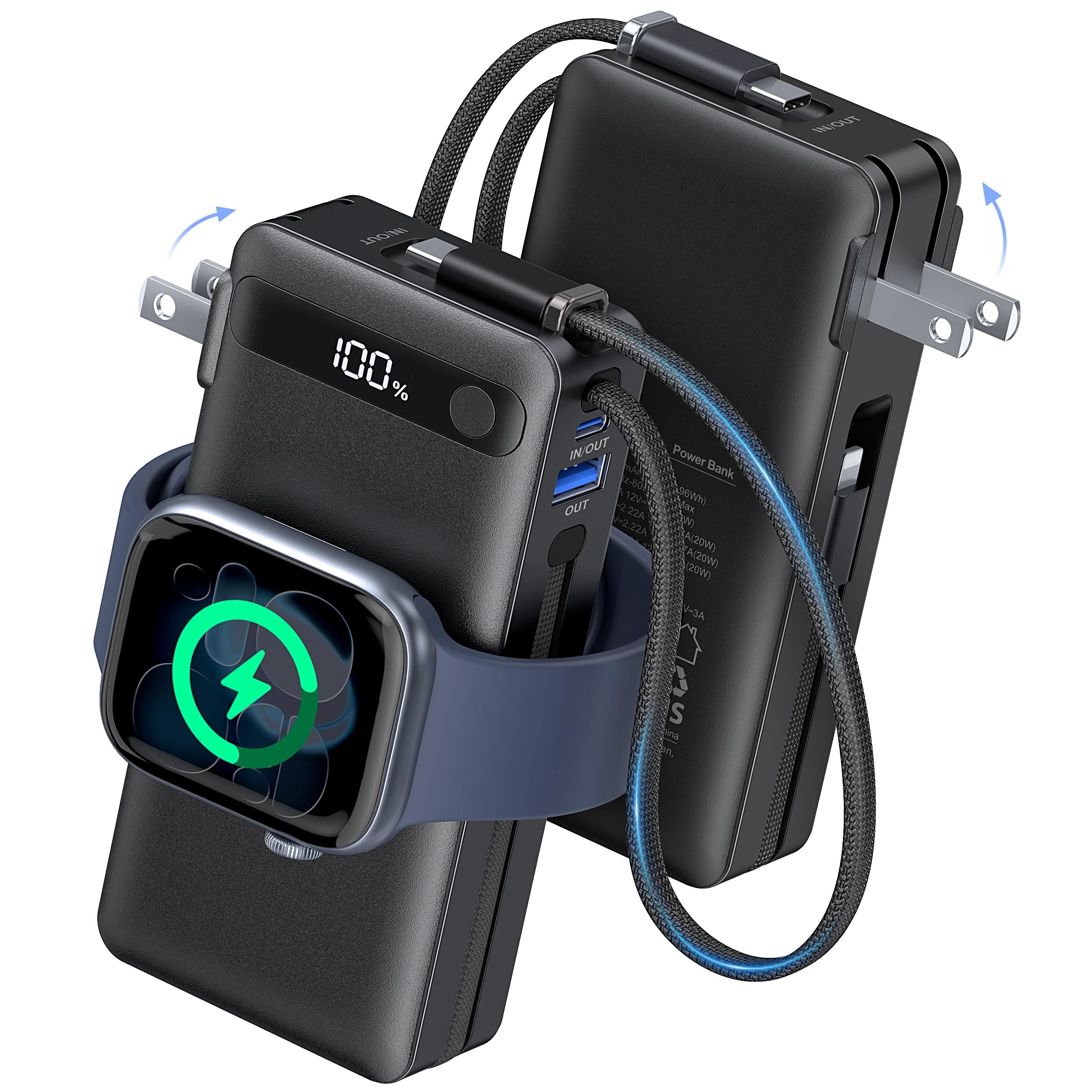 22.5W Fast Charging Portable Charger, 10000mAh Power Bank for Apple Watch