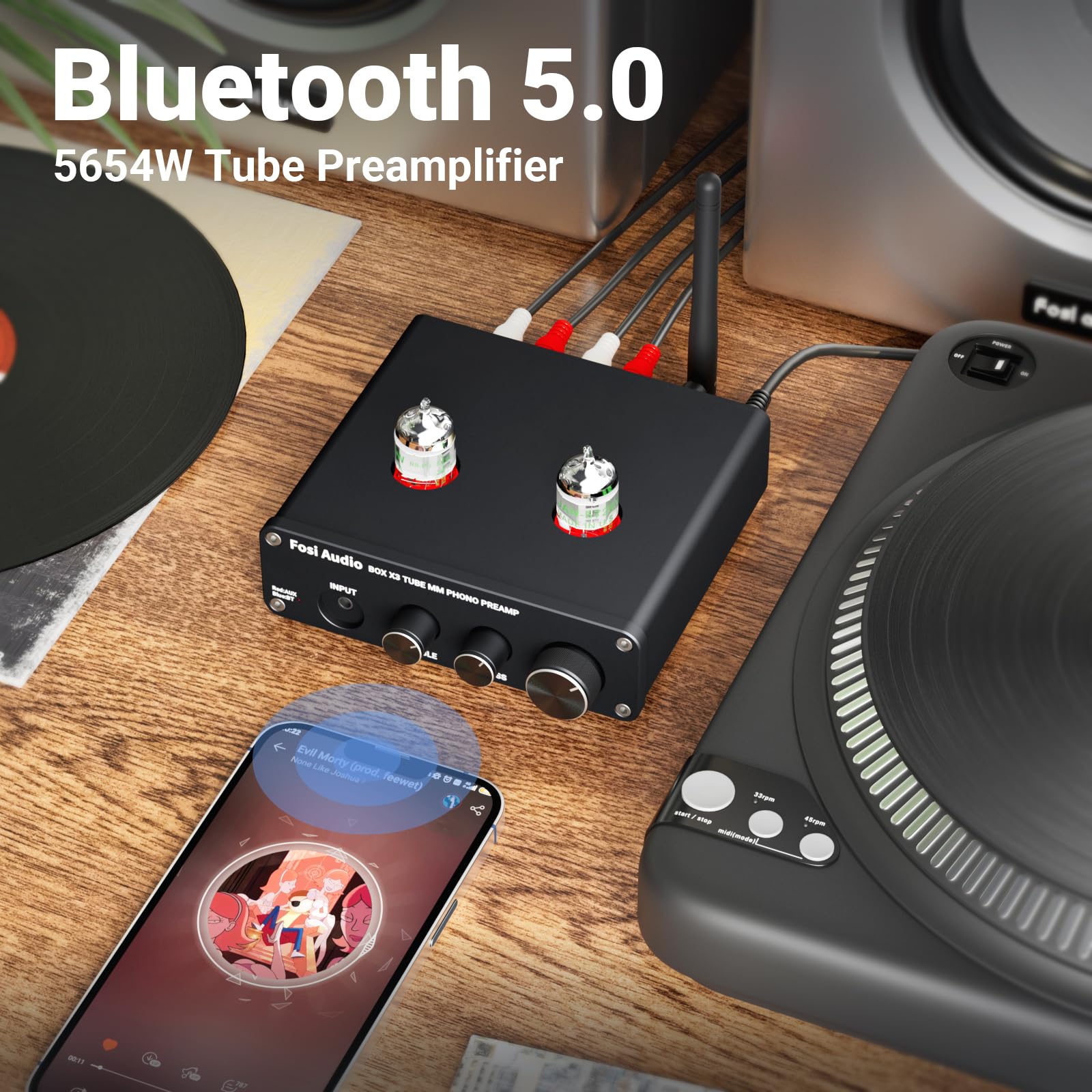 Fosi Audio Box X3 Bluetooth 5.0 Phono Preamp Turntable Preamplifier 5654W Tube For Mm Phonograph Mini Stereo Hi Fi Pre Amplifier