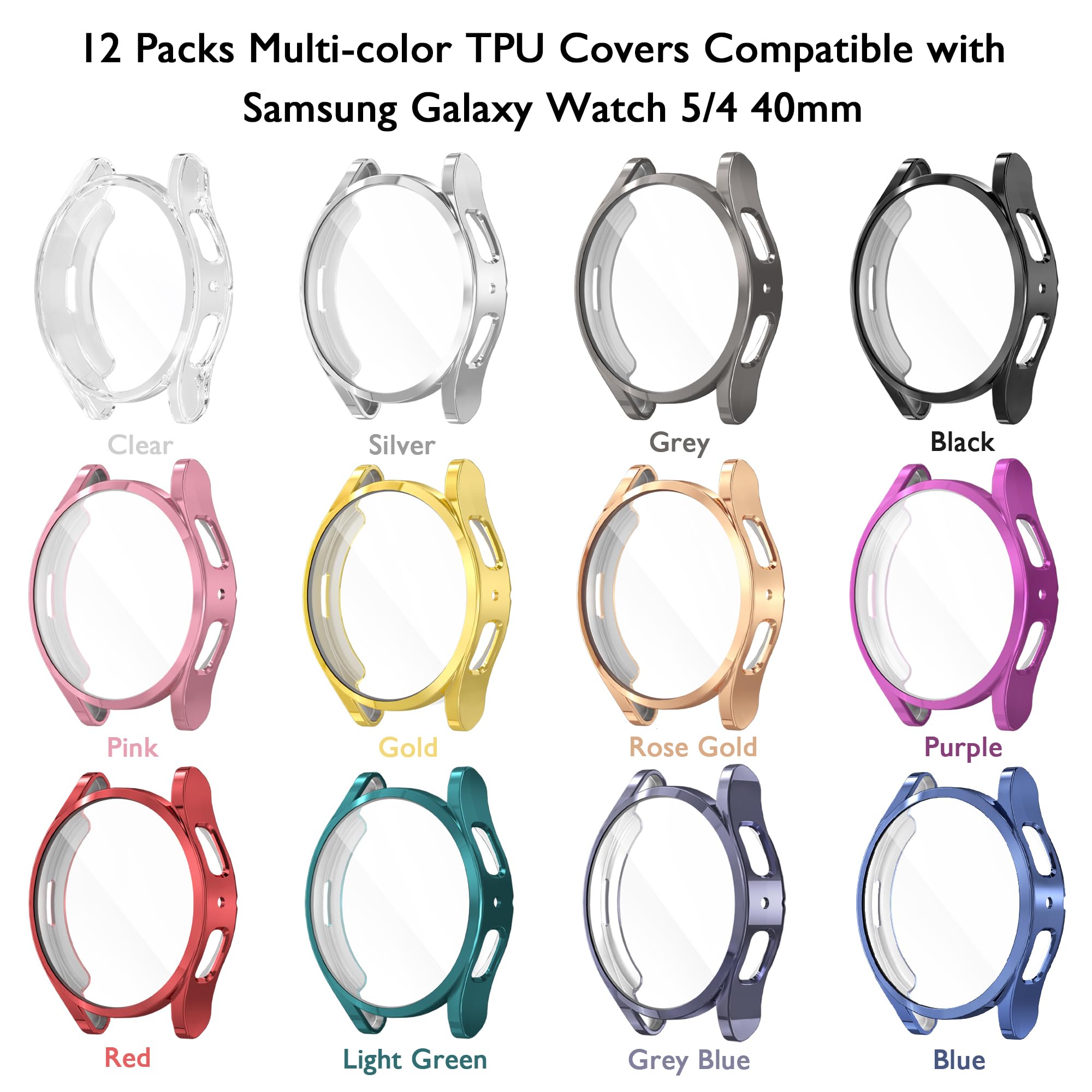 [12 Pack] Yuvike Watch Screen Protector Compatible With Samsung Galaxy Watch 5 40Mm And Galaxy Watch 4 40Mm, Soft Tpu Watch Case