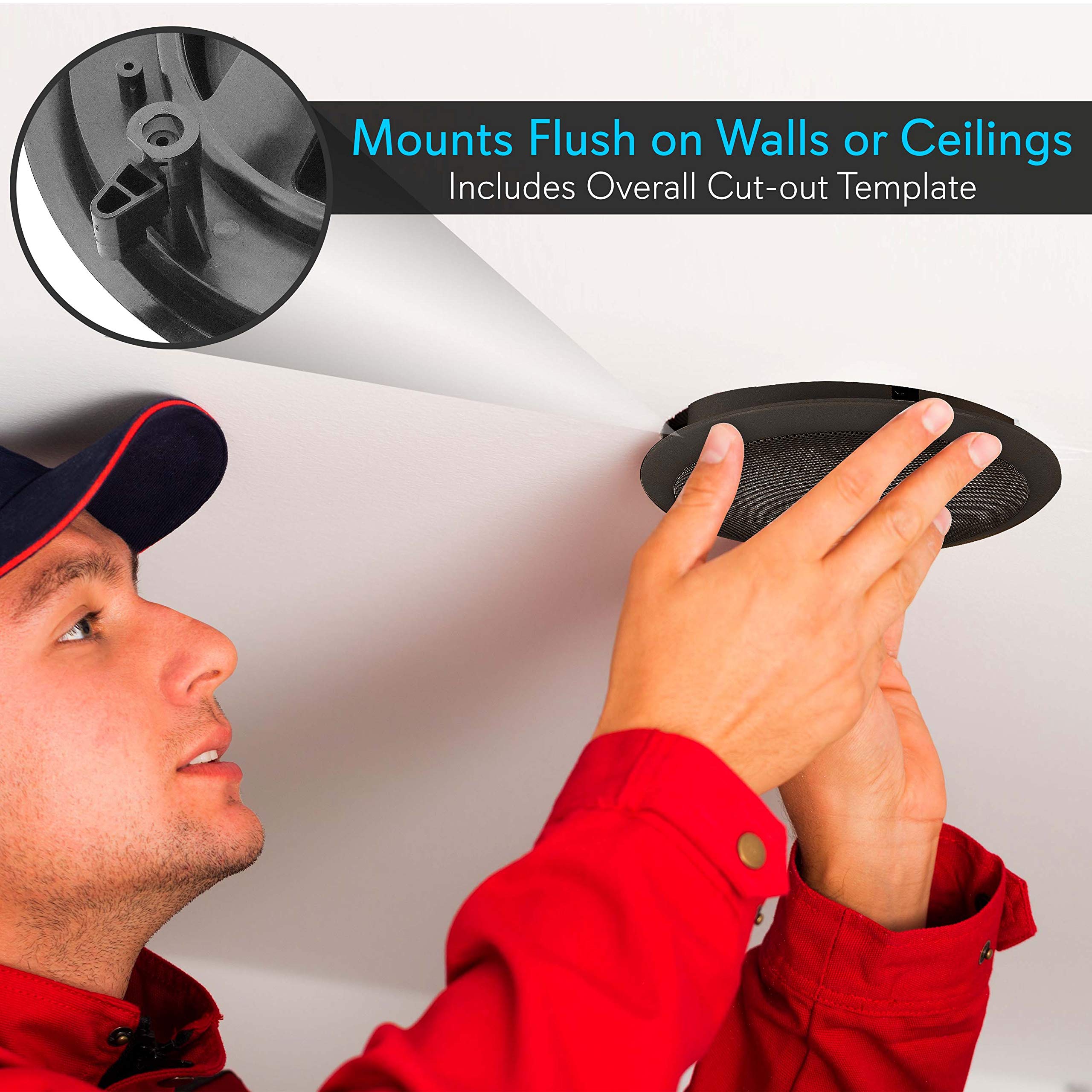 Pyle 8 Ceiling Wall Mount Speakers-Pair Of 2-Way Midbass Woofer Speaker 1/2 Polymer Dome Tweeter Flush Design W/50Hz-20Khz F