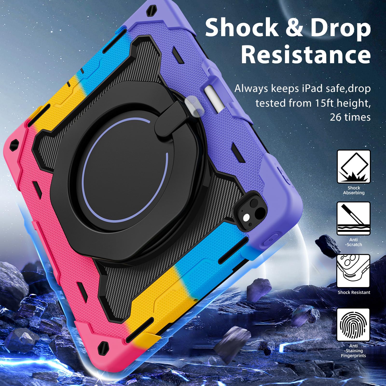 Roiskin For Ipad Pro 13 Inch Case 2024 (M4, 7Th Gen) With Hd Screen Protector & Shoulder Strap & Pen Holder [15Ft Drop Protectio