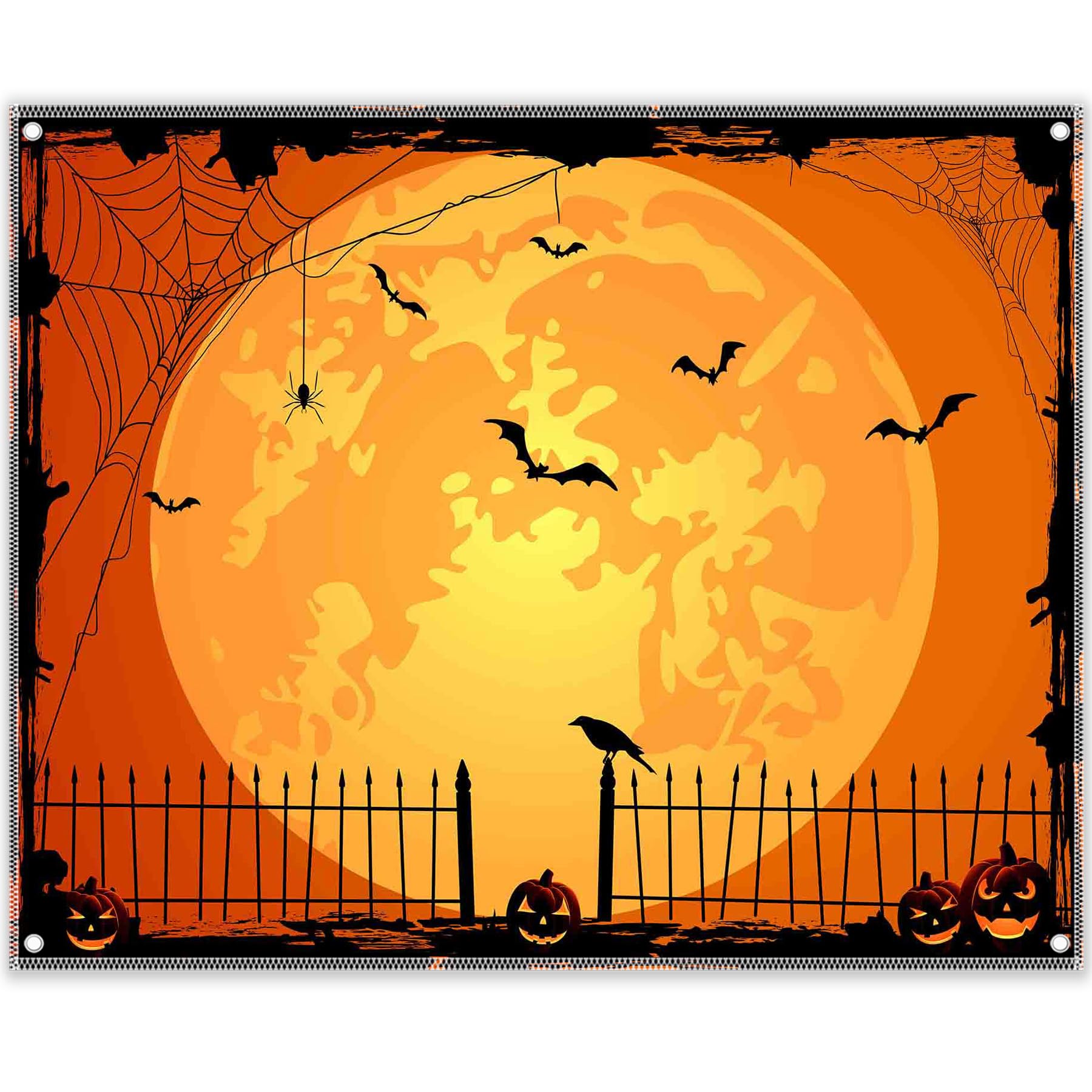 Swepuck 10X8Ft Orange Halloween Photo Backdrop For Parties Large Pumpkin Patch Moon Picture Photography Background Kids Witch Ha
