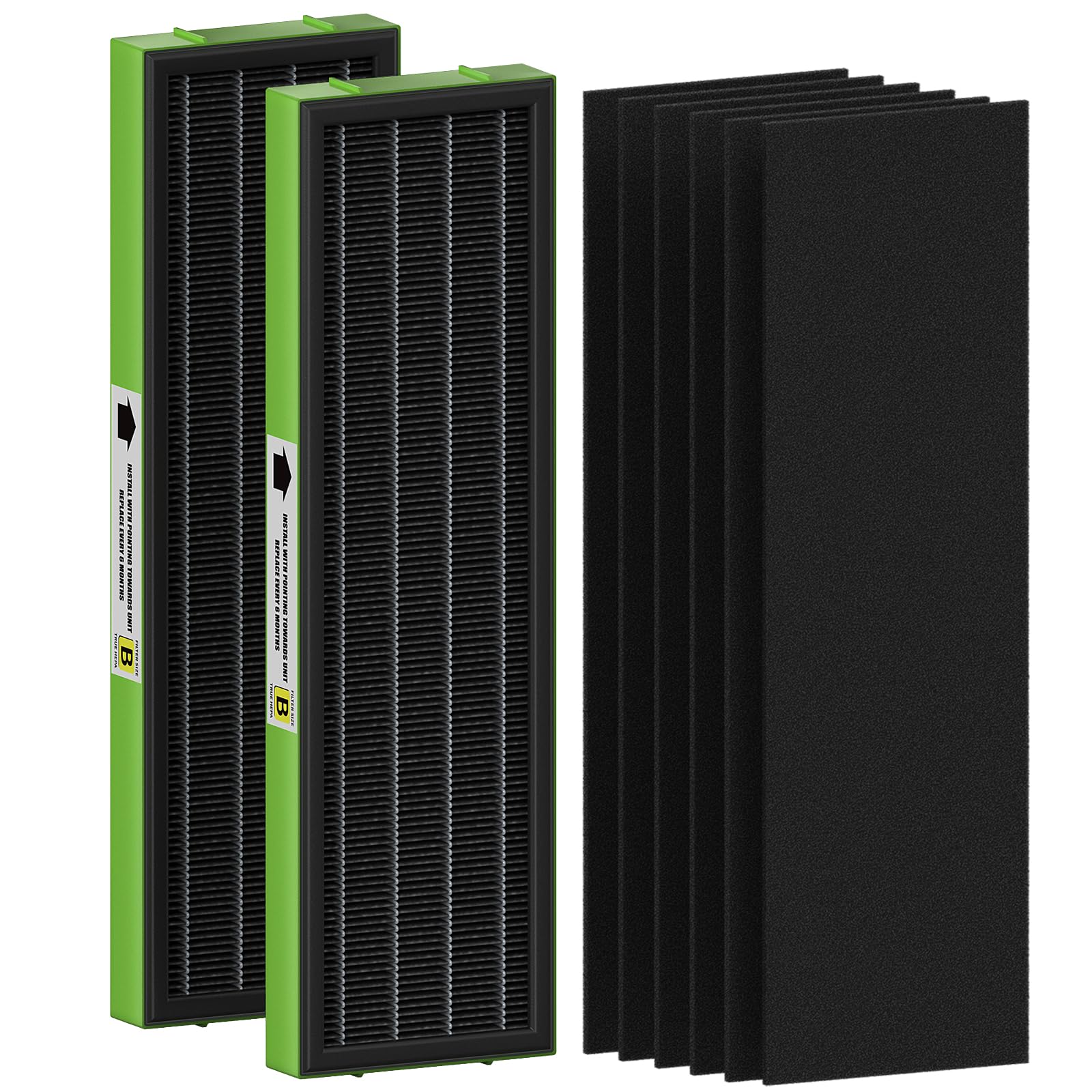 Fmdzfl Filter B Toxin Clear Hepa Replacement Compatible With Ac4825 Ac4300 Ac4800 Ac4900 Ac4850, 2 True Hepa Filters & 6 Activat