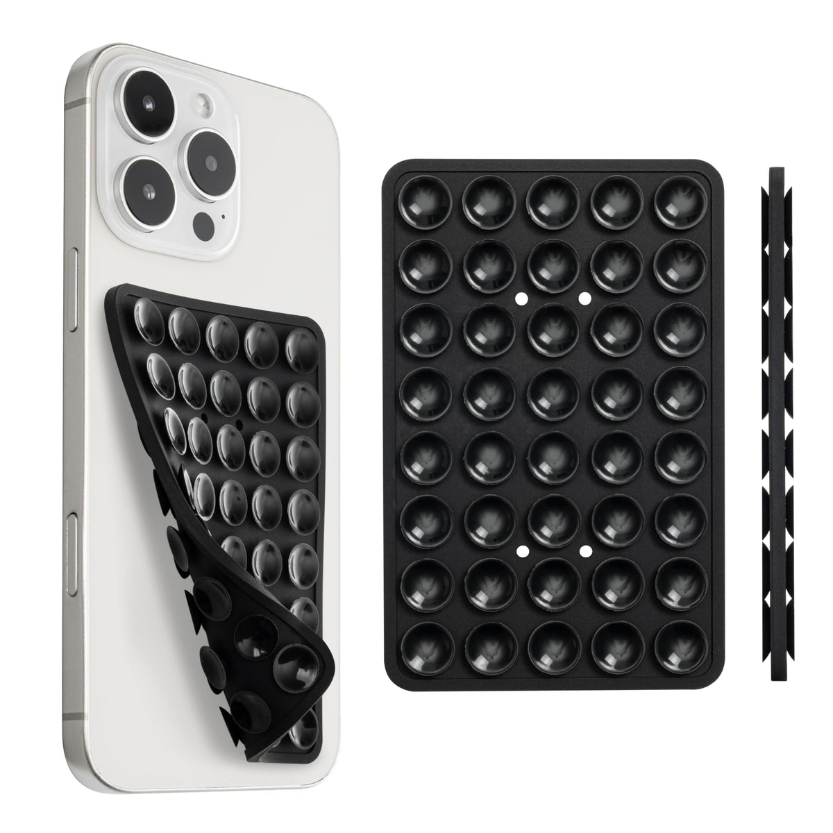Sucky Upgraded Double Sided Suction Phone Octo Cup Buddy Mount - Anti-Slip Holder - Sticky Grip For Selfies, Videos (Black)
