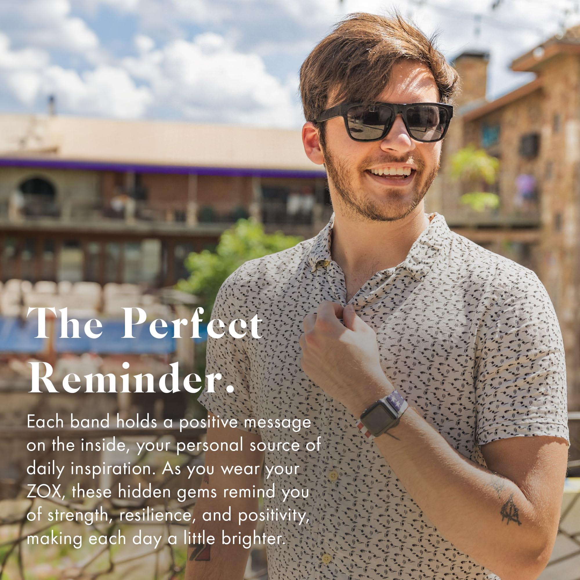 Zox Android Smart Watch Band - United We Stand | Soft, Adjustable Elastic Band With Motivational Affirmations And Beautiful Artw