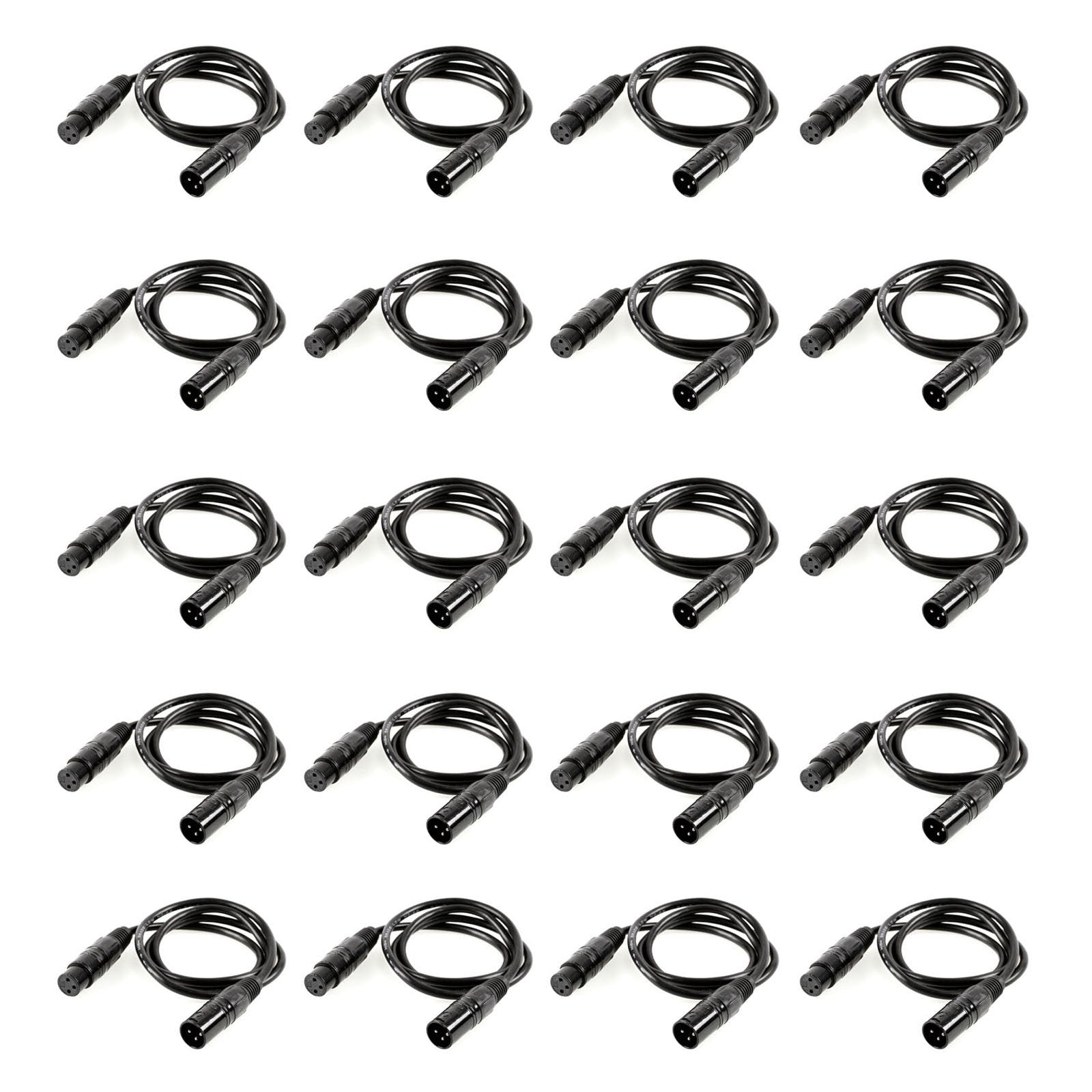 MOUNTAIN_ARK 20 Pack 6.5ft 3-Pin Signal XLR Connection DMX Cable Stage Light Wire