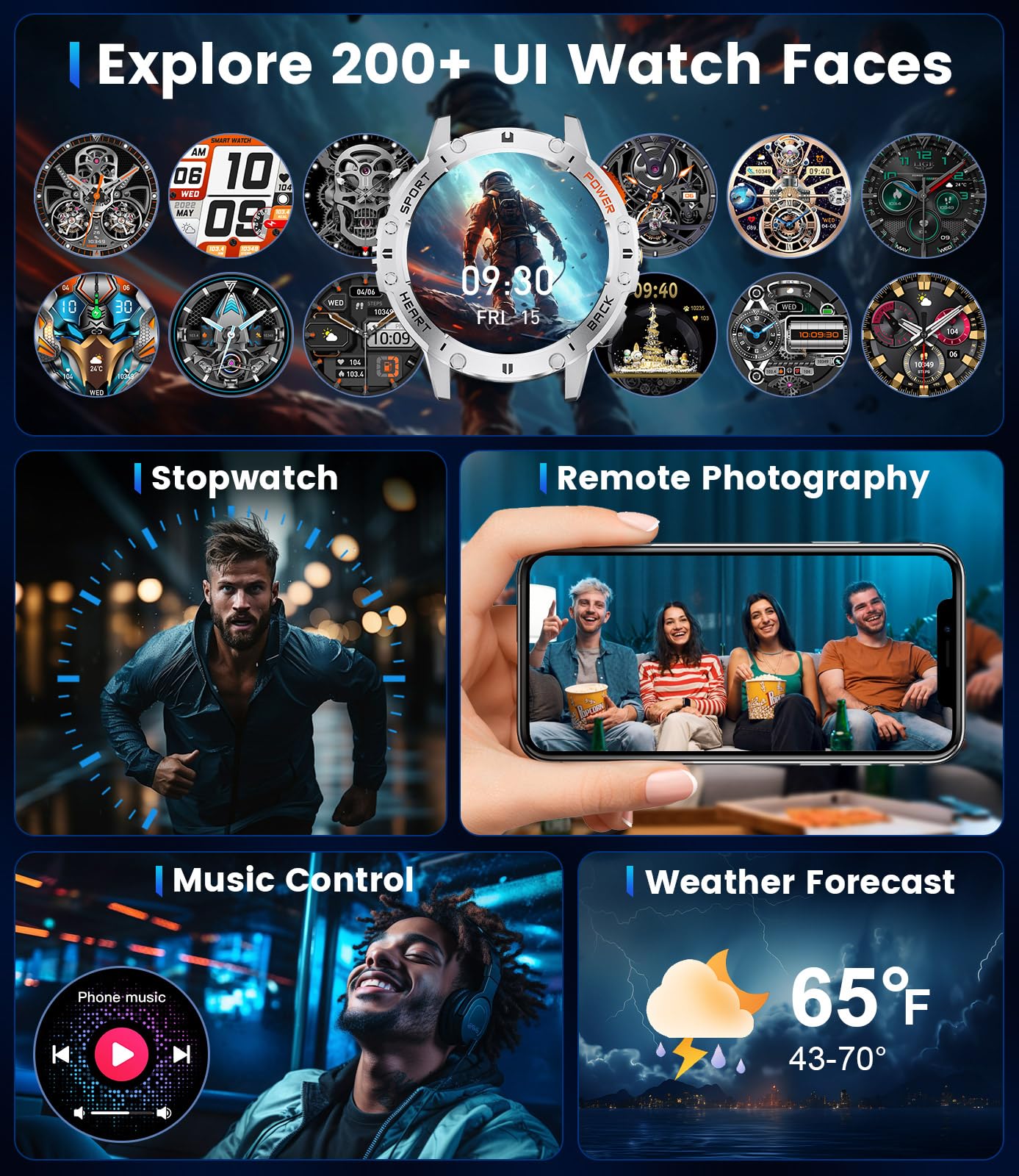 Lige Military Smart Watch For Men(Answer/Make Call)-3 Straps,1.43 '' Amoled Upgraded Outdor 530Mah Sports Smartwatch With Flashl