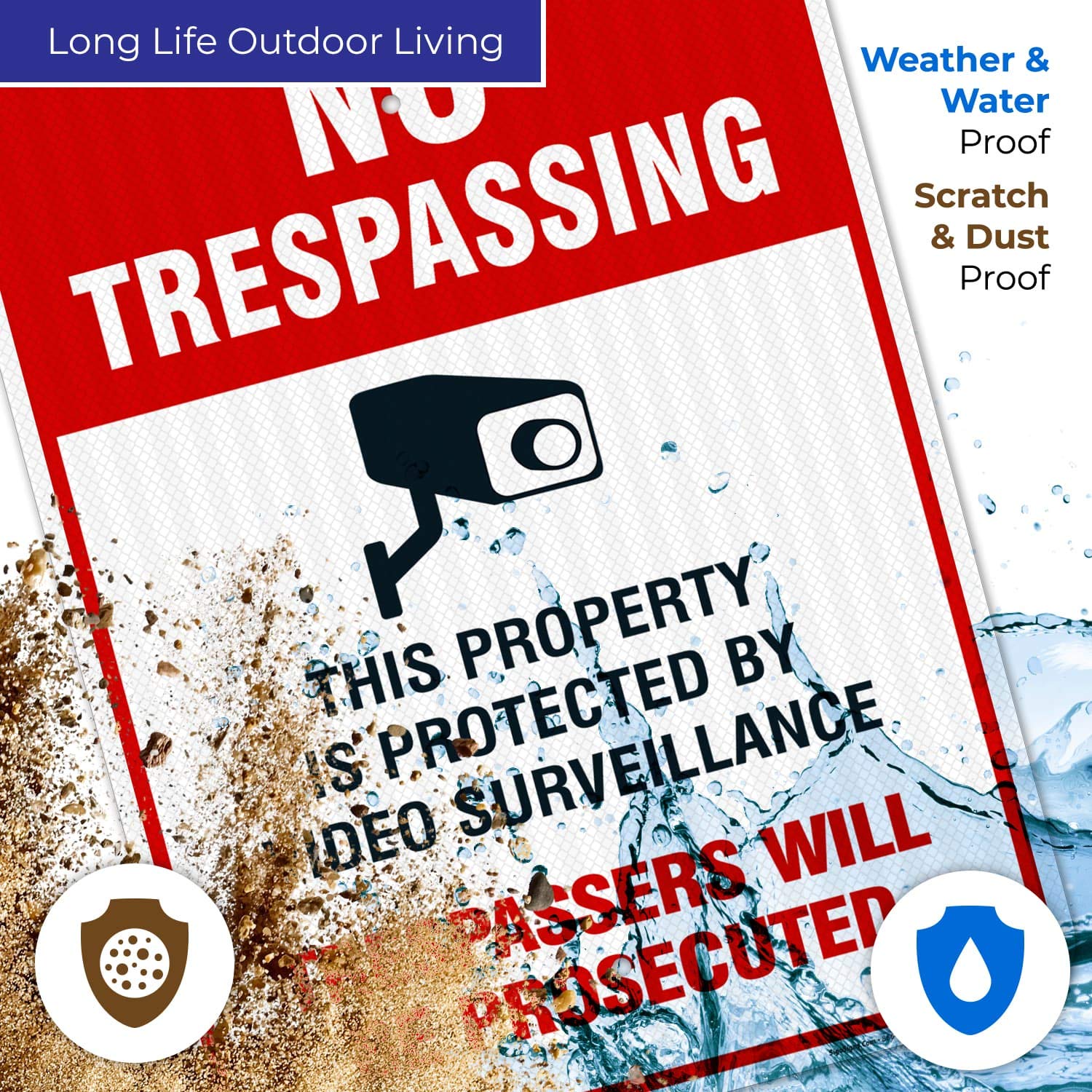 Sigo Signs Video Surveillance No Trespassing Sign, Cctv Security Camera, 18X24 Inches, 3M Egp Reflective .080 Aluminum, Fade Res