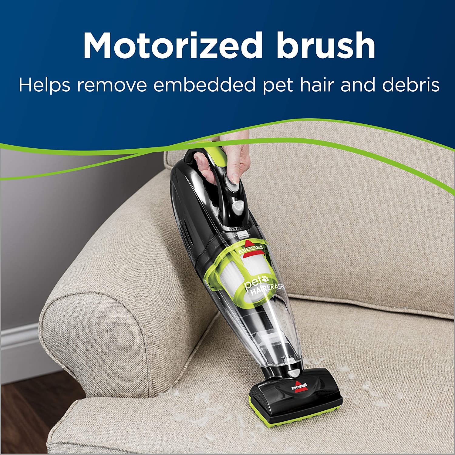 Bissell Pet Hair Eraser Cordless Hand Vacuum, Home, Auto, And Pet Vacuum, Crevice Tool, Upholstery Tool, And Motorized Brush Inc