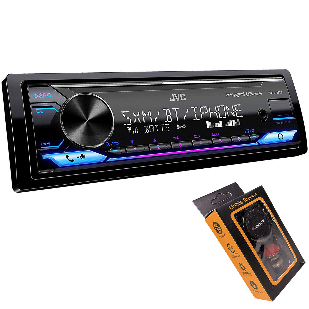 Jvc Kd X370Bts Digital Media Receiver Featuring Bluetooth, Usb, Siriusxm, Alexa Connectivity With Magnet Phone Holder