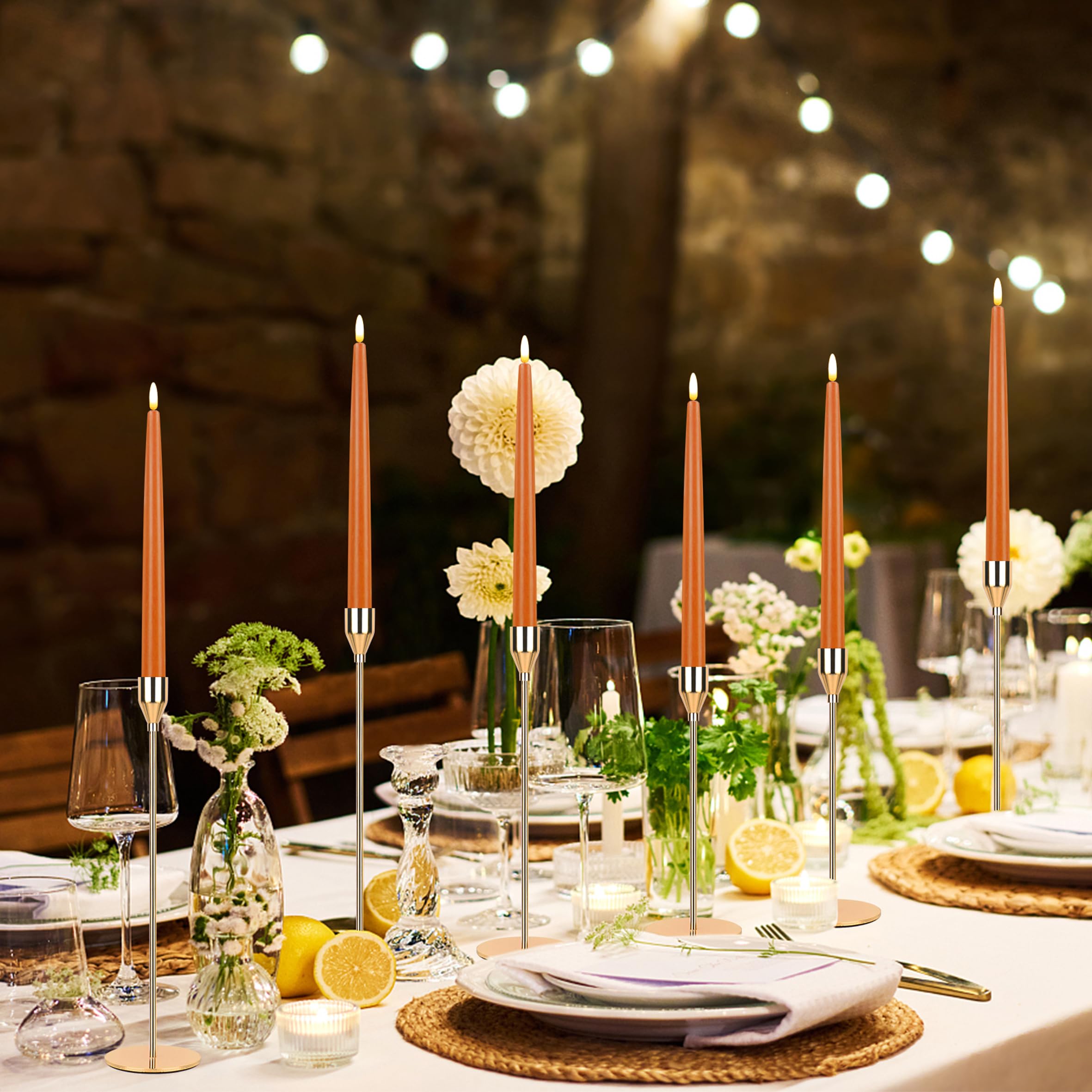 Cvhomedeco. Flameless Taper Candles With 10 Key Remote, Battery Operated Led Flickering 3D Wick Window Candles Real Wax Finished