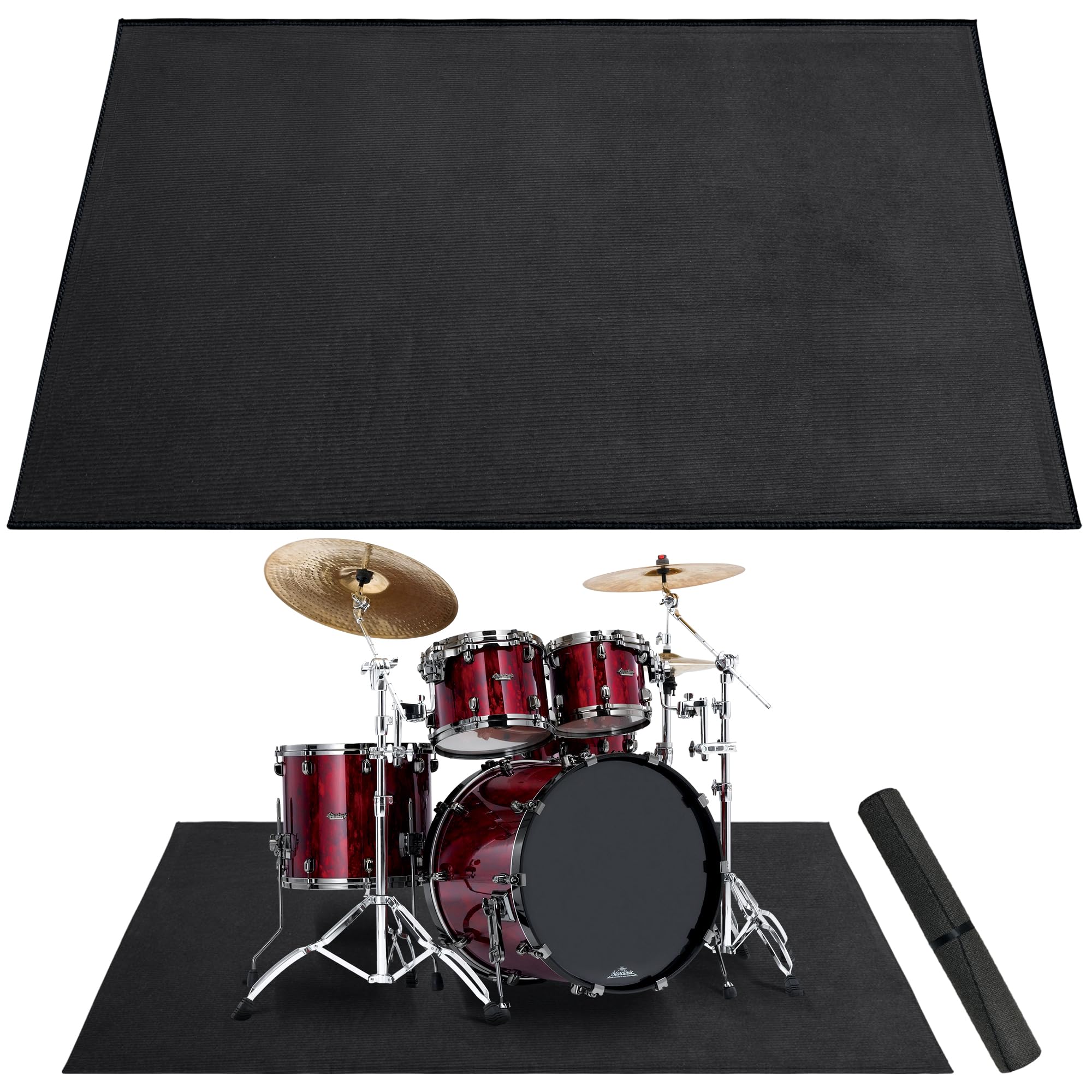 Invech 4 X 6 Ft Drum Rug, Black Drum Mat With Non Slip Grip Bottom, Soundproof Drum Floor Mat For Electrical Drum, Drum Accessor