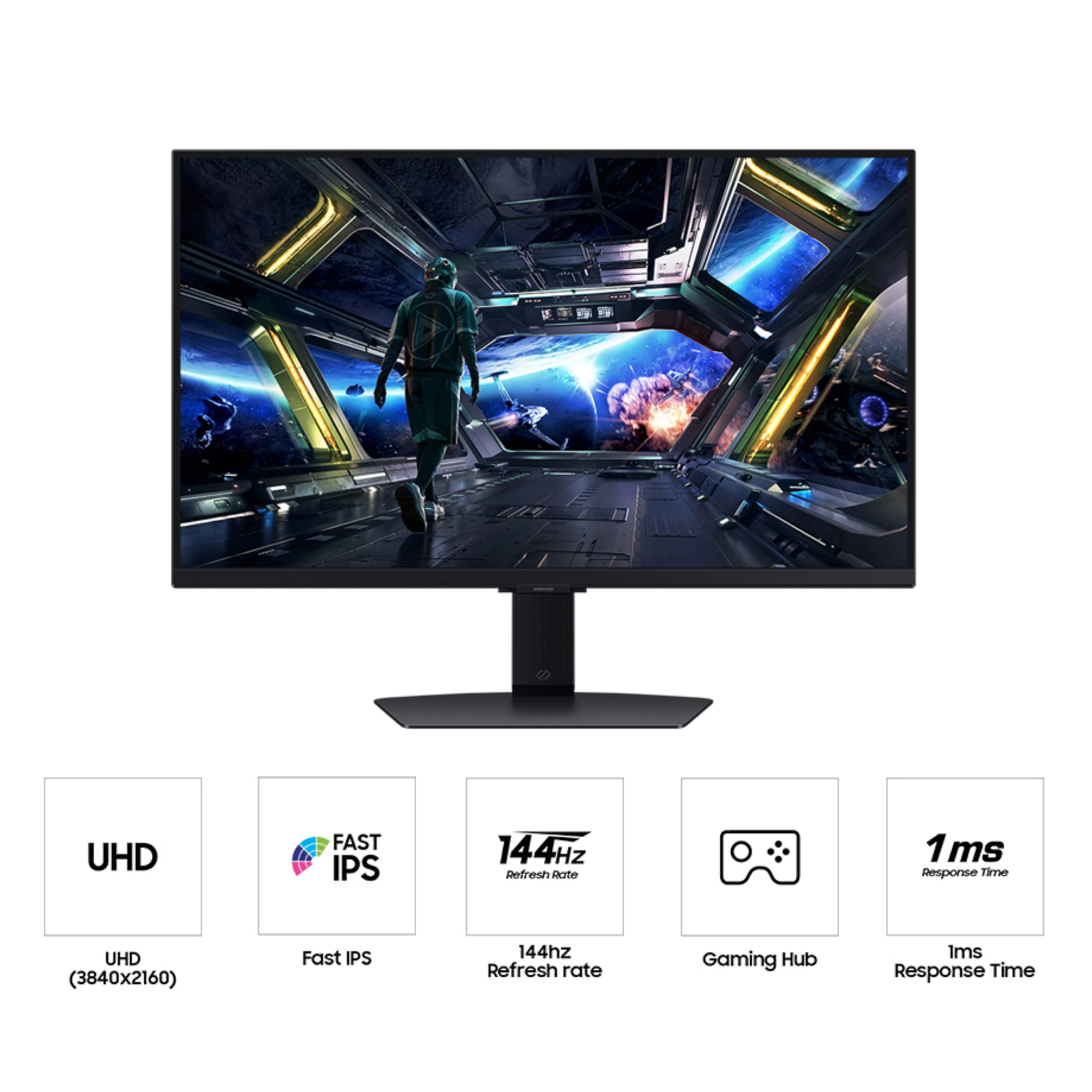 Samsung 27    Odyssey G7 (G70D) 4K Uhd Ips 144Hz 1Ms(Gtg) Smart Gaming Monitor, Amd Freesync Premium, Vivid Colors, Adjustable S