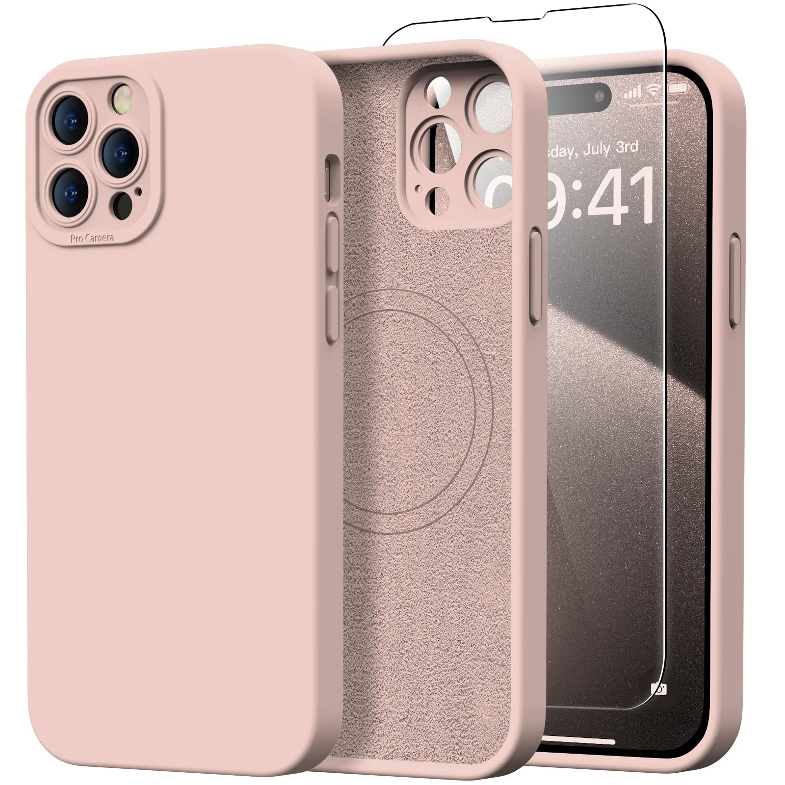 Kiresen Magnetic For Iphone 14 Pro Case With Screen Protector   Wireless Charging Compatible   Upgraded Camera Protection   Sili