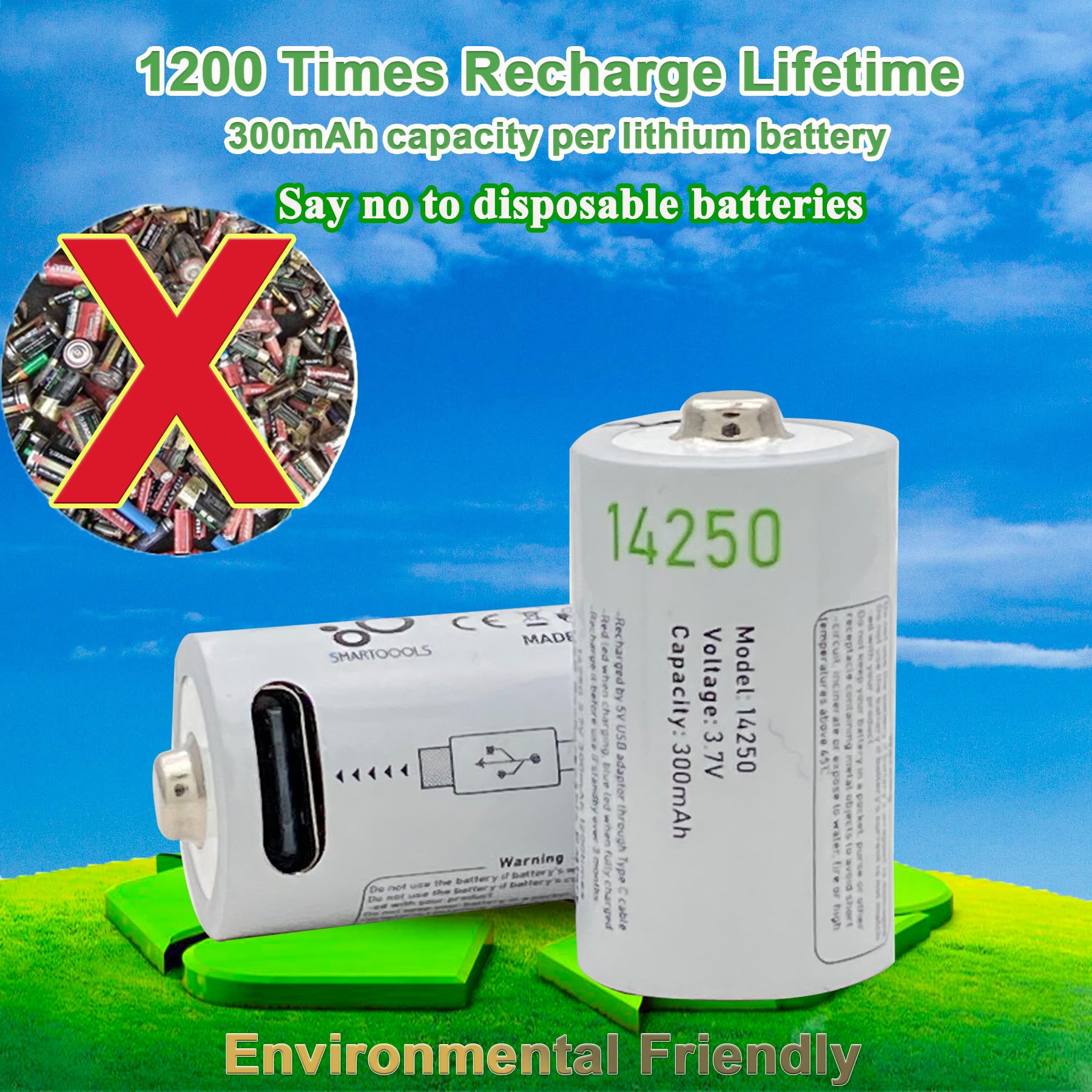 Camelcell 4 Pack Cr14250 Battery,3.7 Volt Rechargeable Lithium Battery,1/2 Aa 3.7V Lithium Battery,Usb Type C Rechargeable Lithi