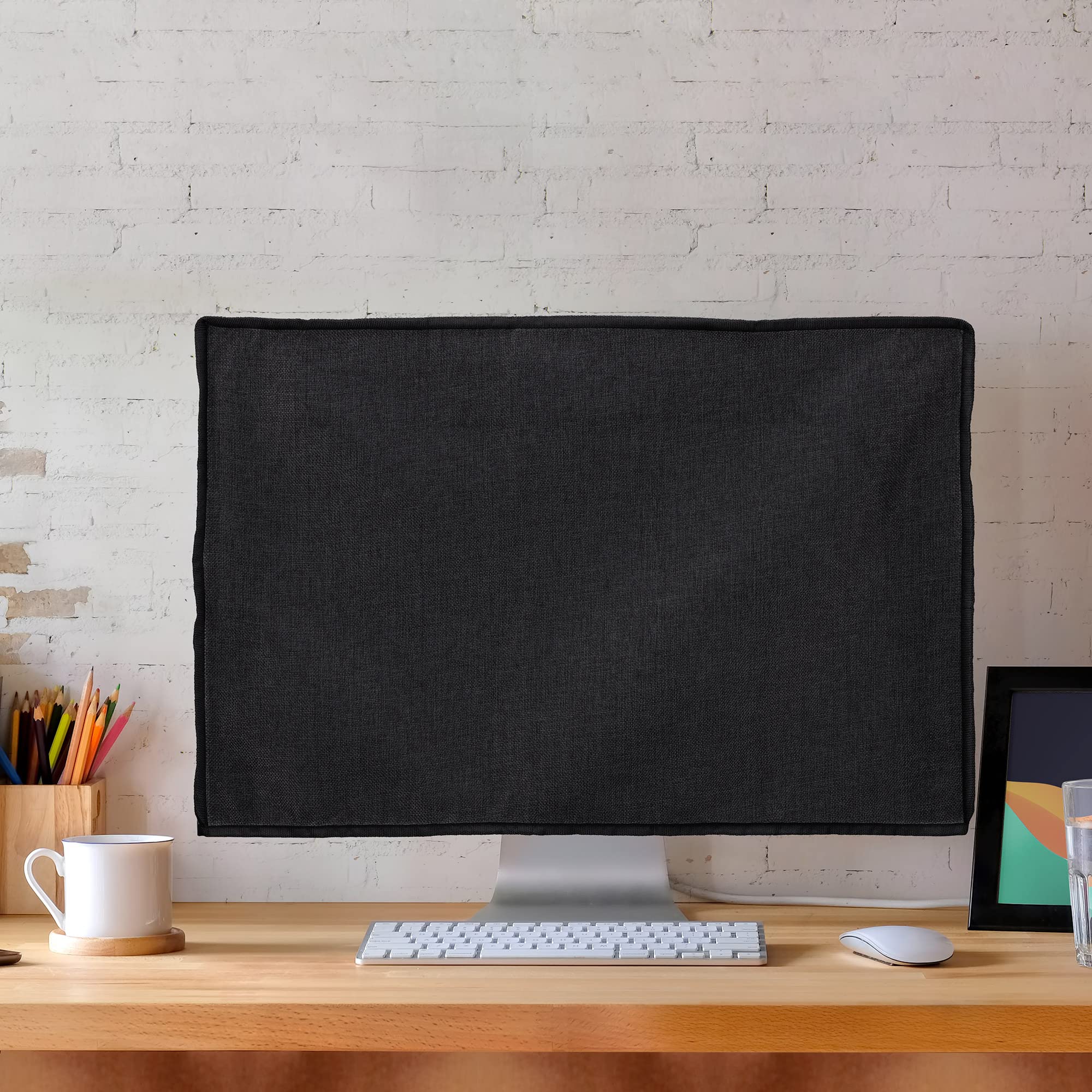 Kwmobile Dust Cover For 31 32'' Monitor   Linen Monitor Display Protector   Protect Your Computer Screen   Black