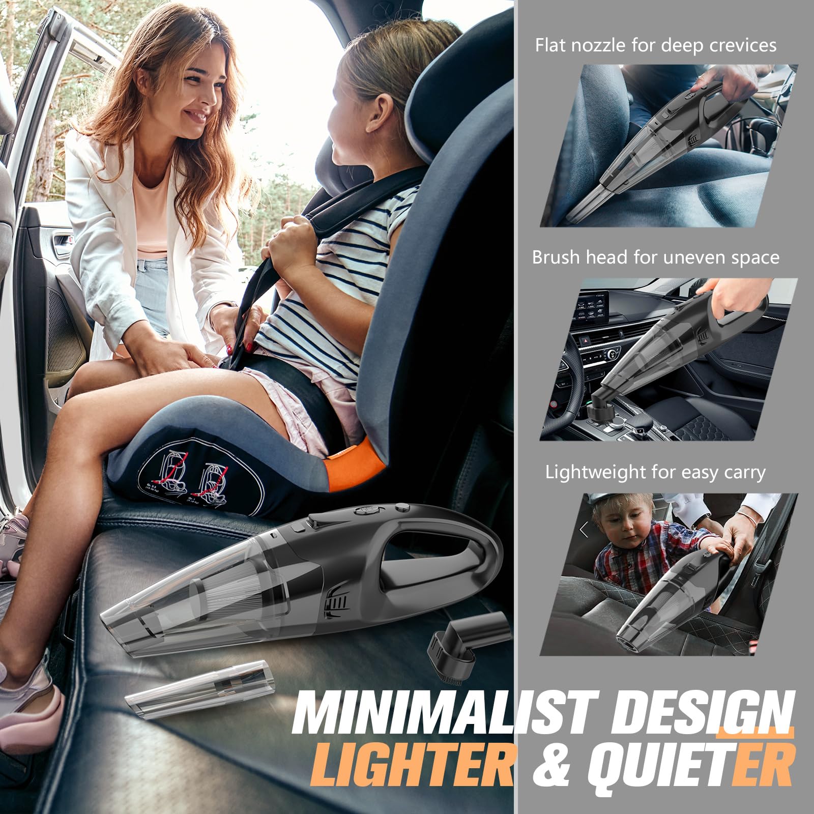 Handheld Vacuum Cordless Rechargeable With Led Light, Car Vacuum Portable Cordless, Hand Vacuum Cleaner Car Seats, Home, Quick C