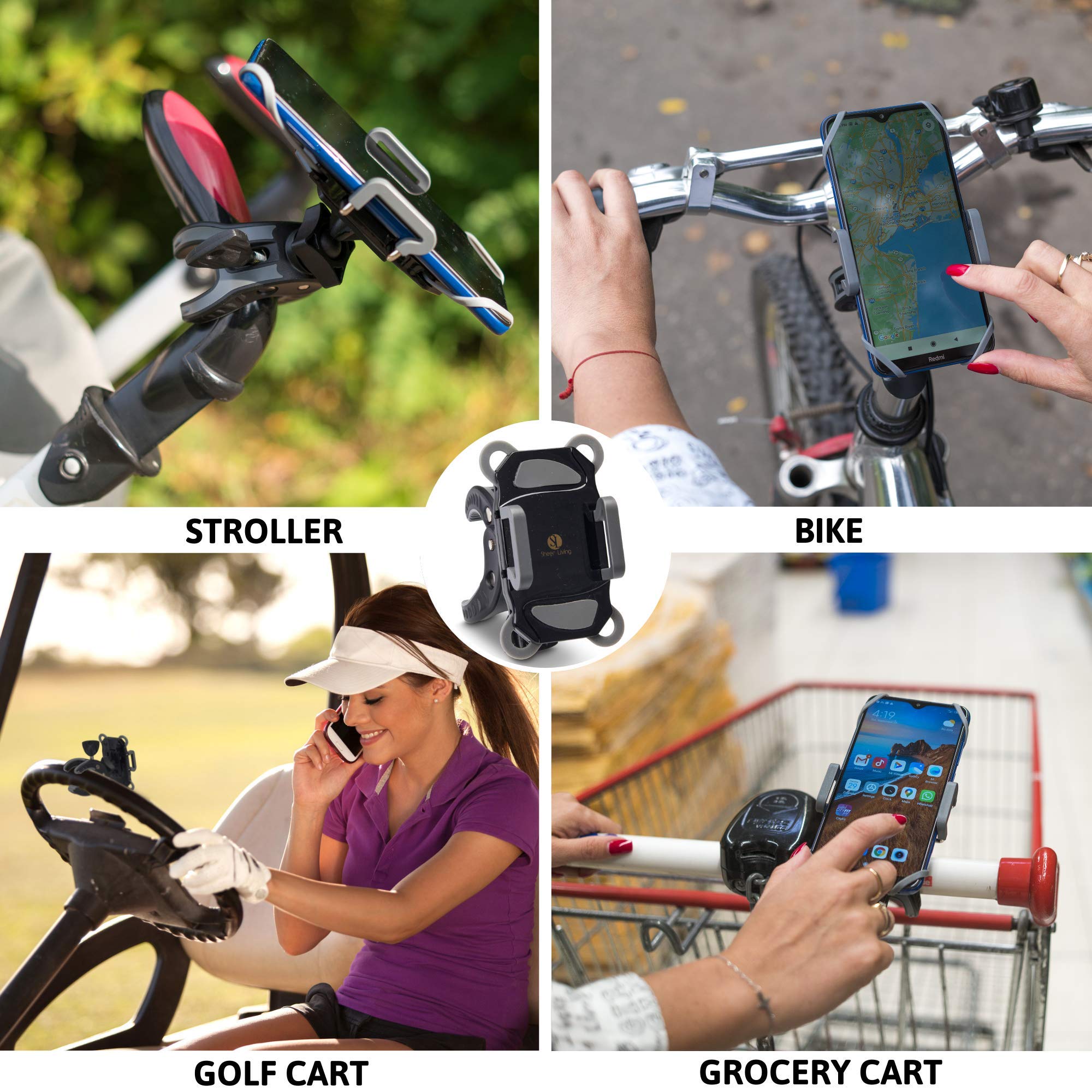 Baby Stroller Phone Holder, Shopping Cart, Golf Cart, Push Cart, Bike Phone Mount, For Motorcycle, Scooter, Atv, Boat, Spin Bike